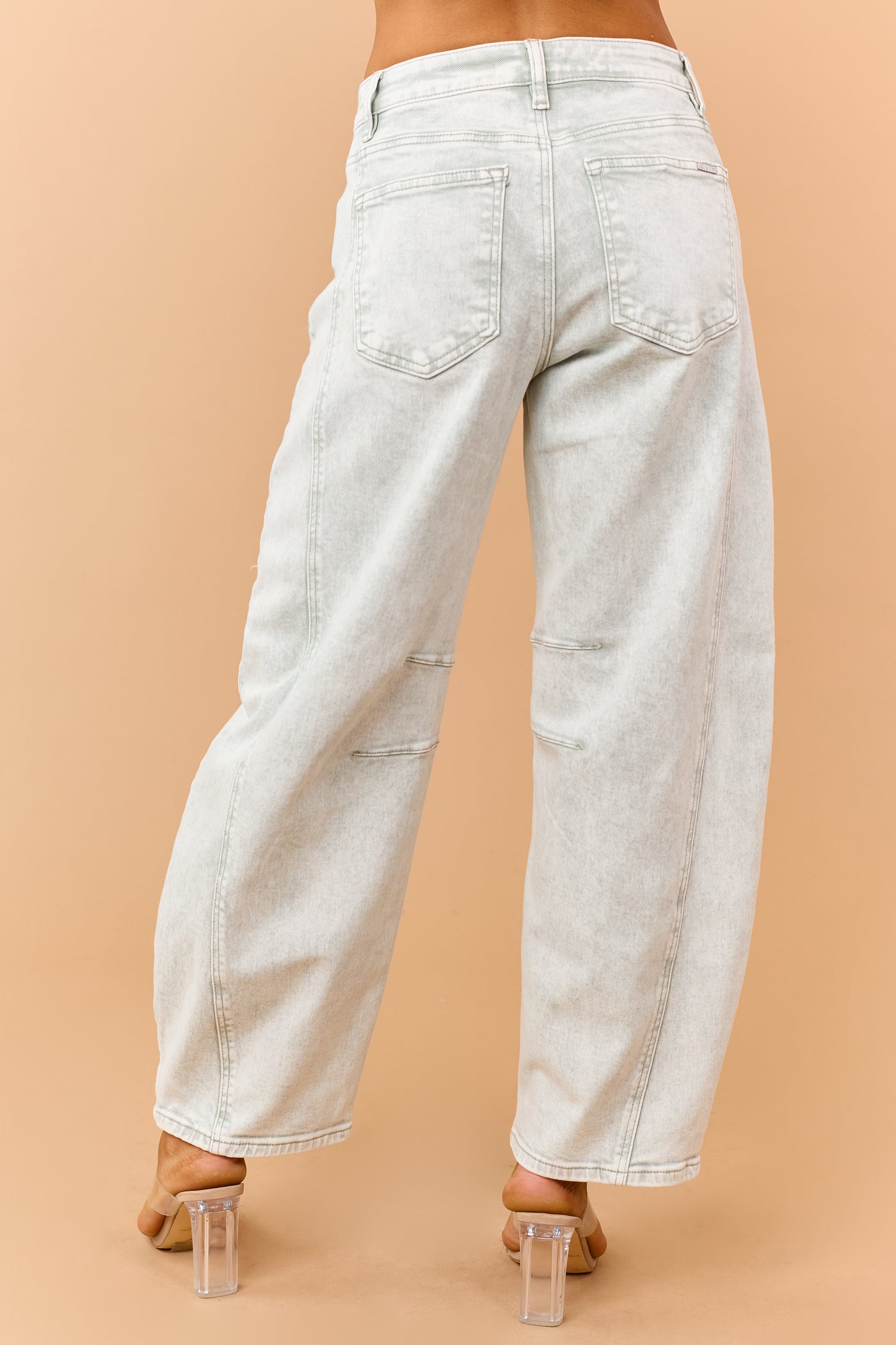 Risen Pistachio Washed Slouchy Barrel Jeans