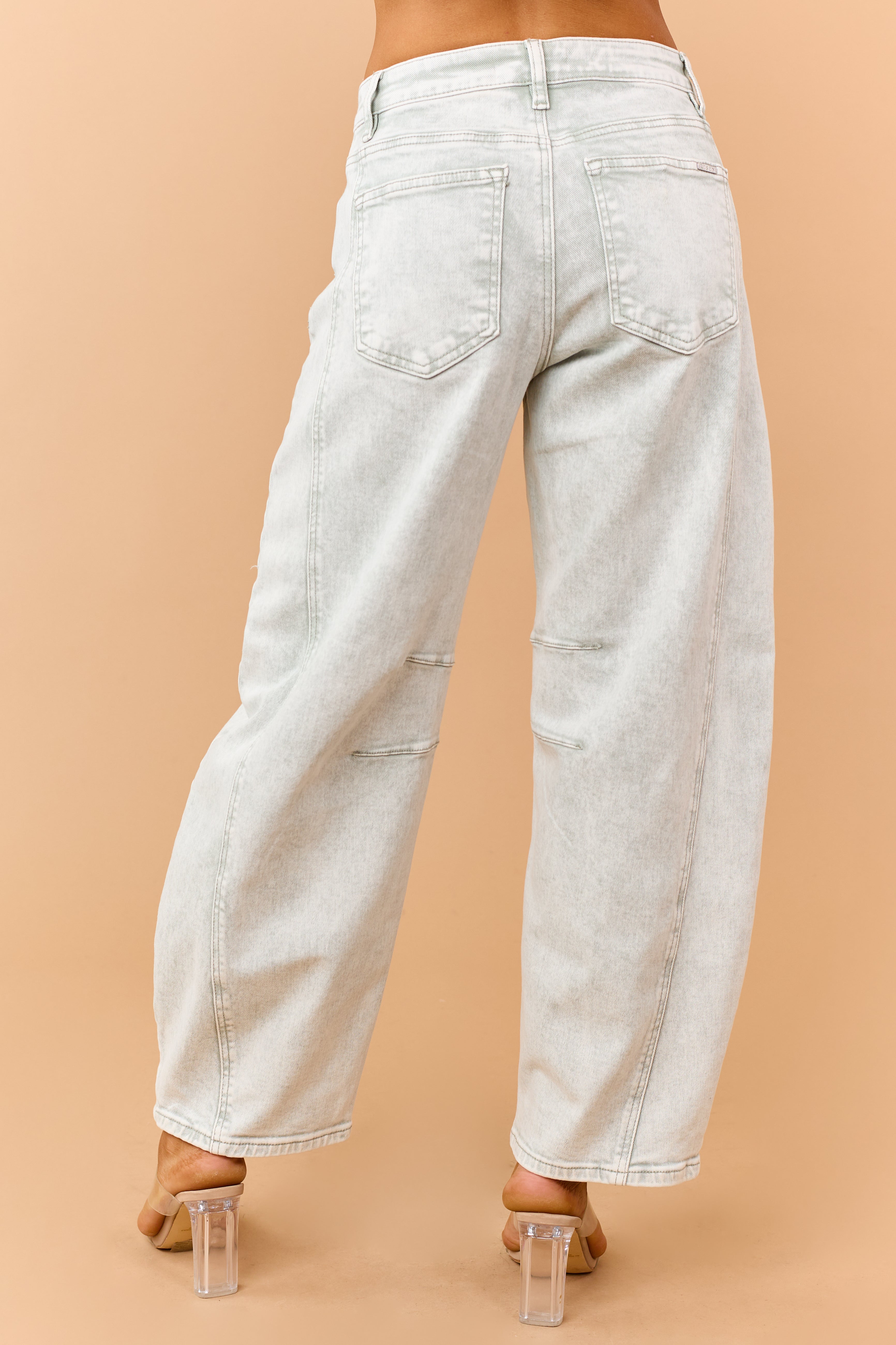 Risen Pistachio Washed Slouchy Barrel Jeans