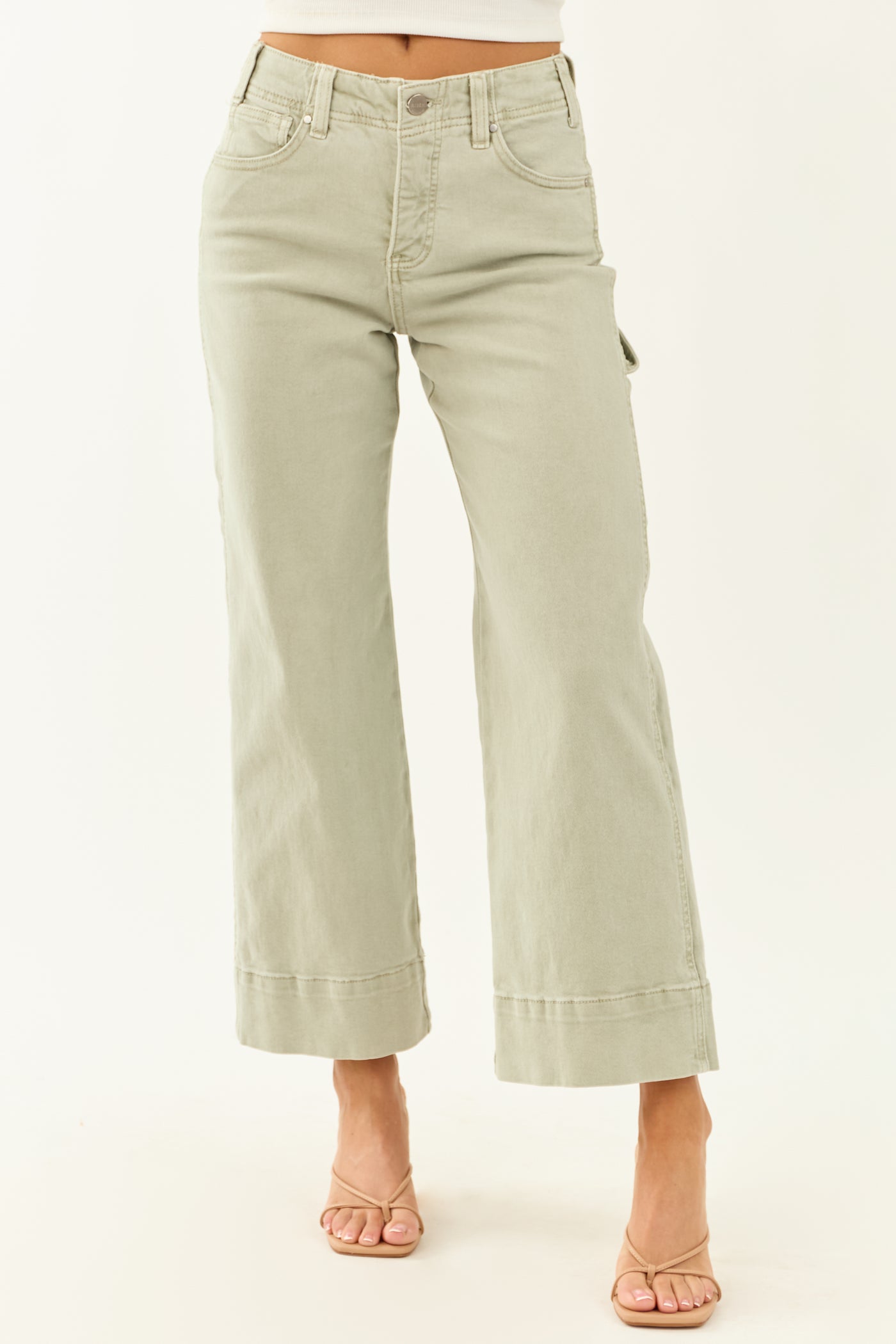 Risen Sage Tummy Control Stretchy Wide Leg Jeans