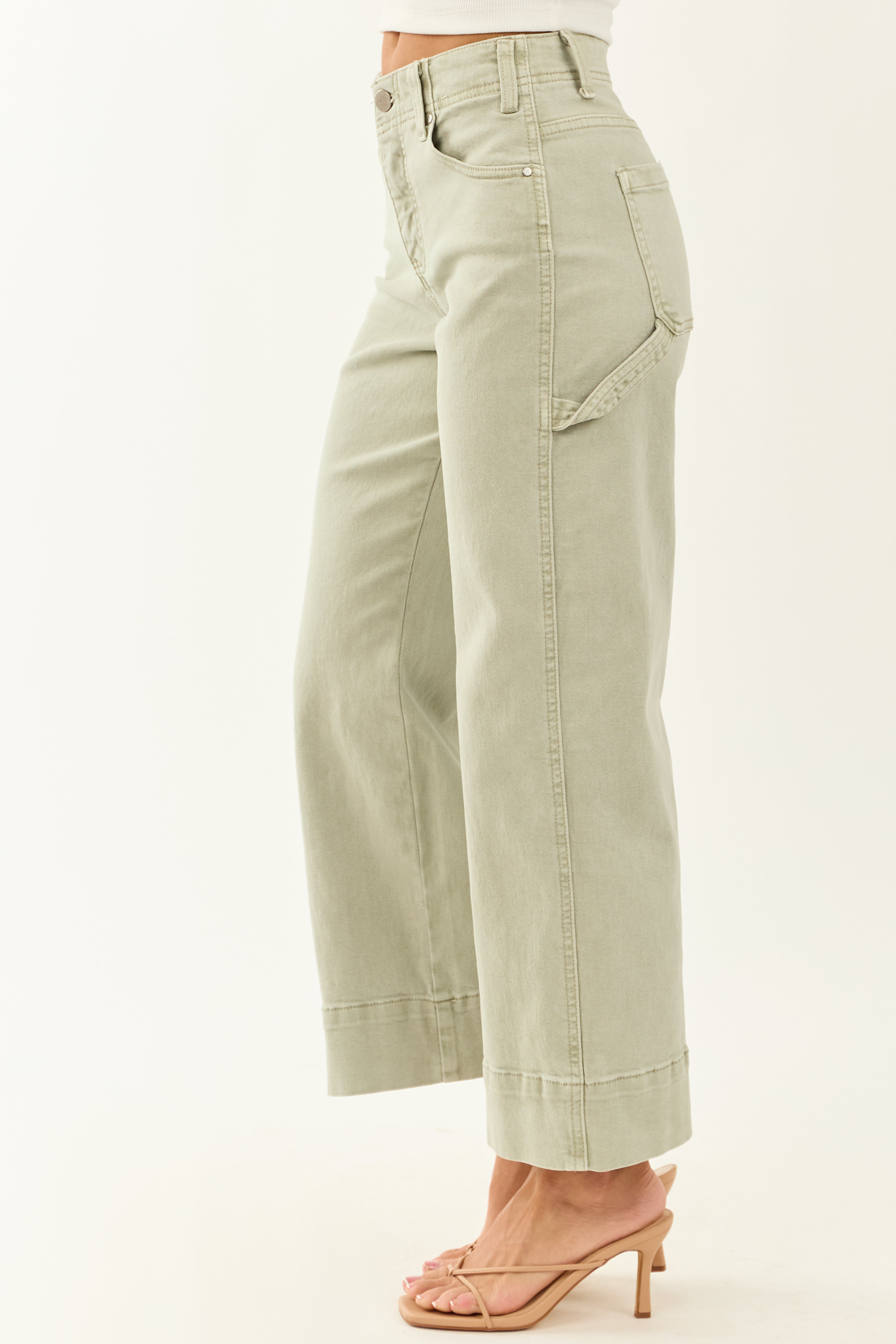 Risen Sage Tummy Control Stretchy Wide Leg Jeans
