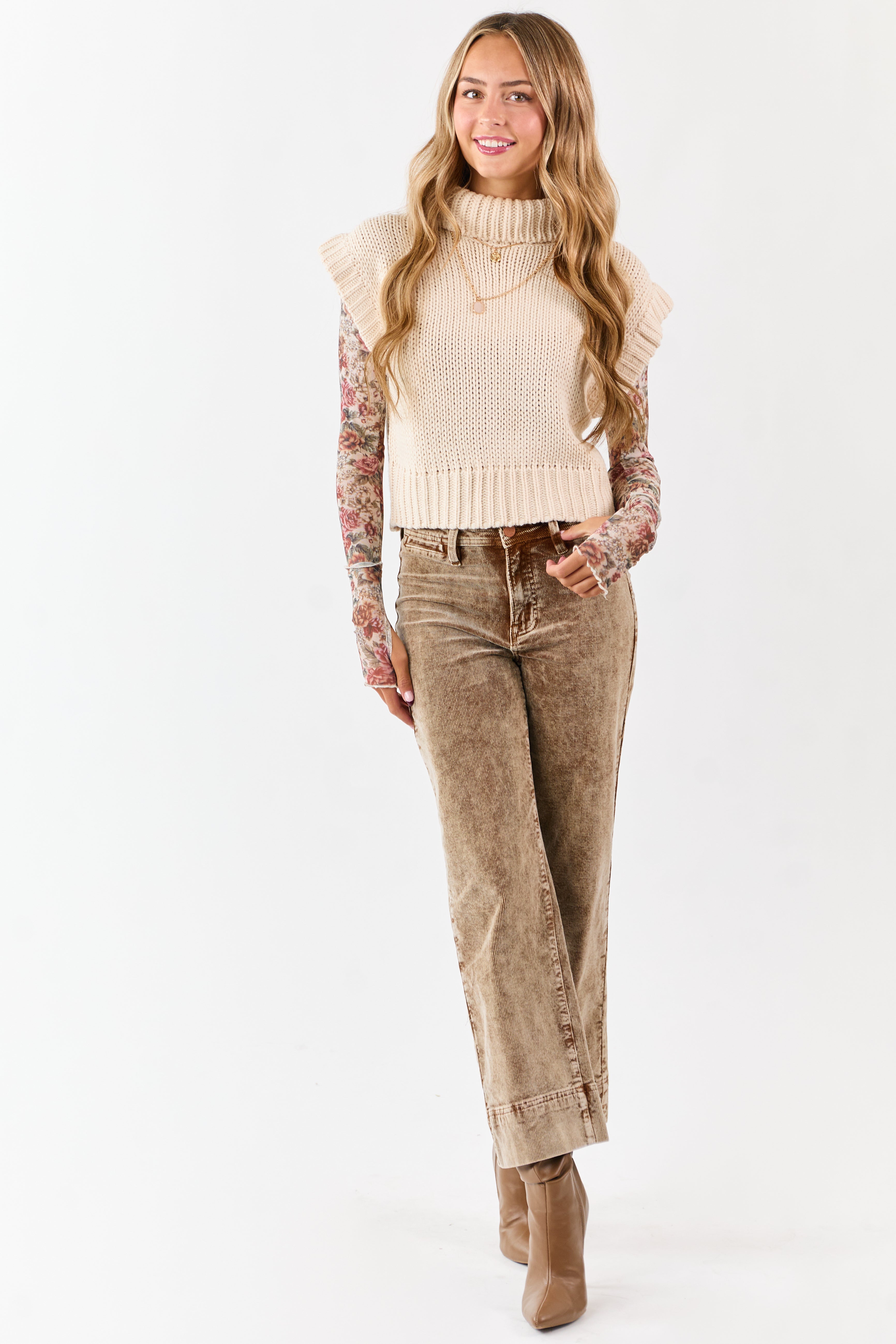 Risen Sepia Mineral Washed Corduroy Relaxed Pants | Lime Lush Boutique