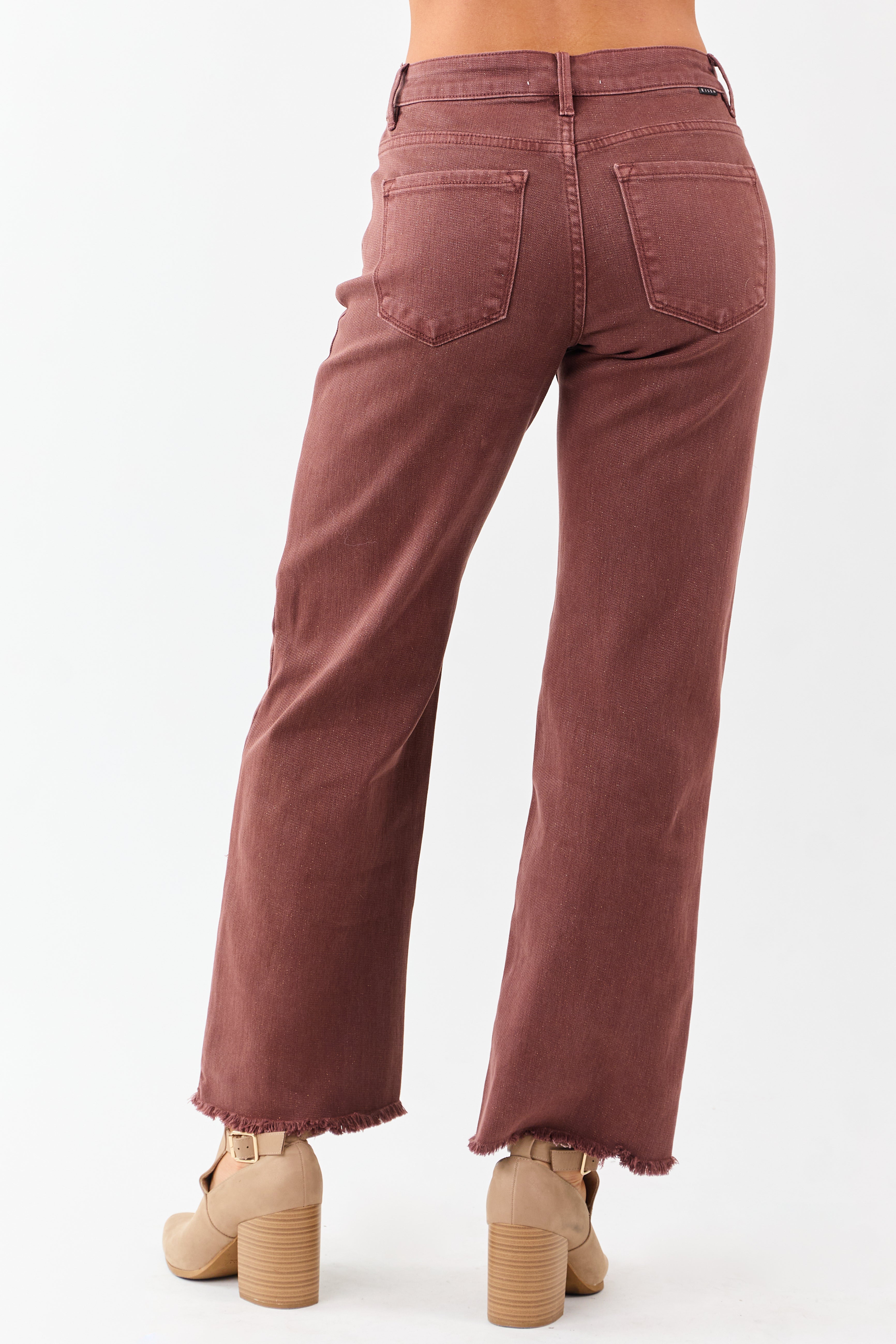 Risen Sienna Tummy Control Lurex Stretchy Wide Jeans | Lime Lush