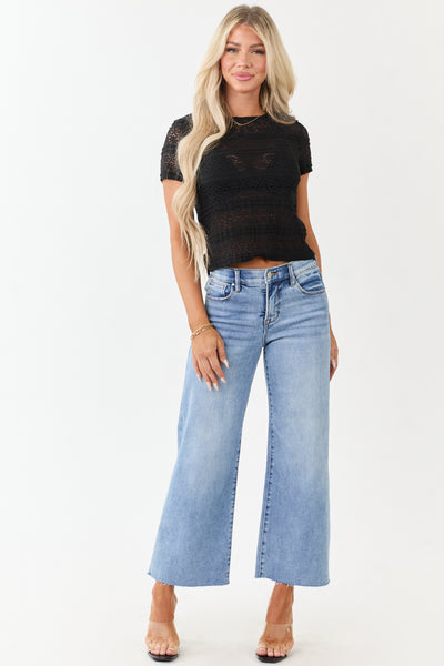 Risen Tummy Control Stretchy Wide Leg Crop Jeans