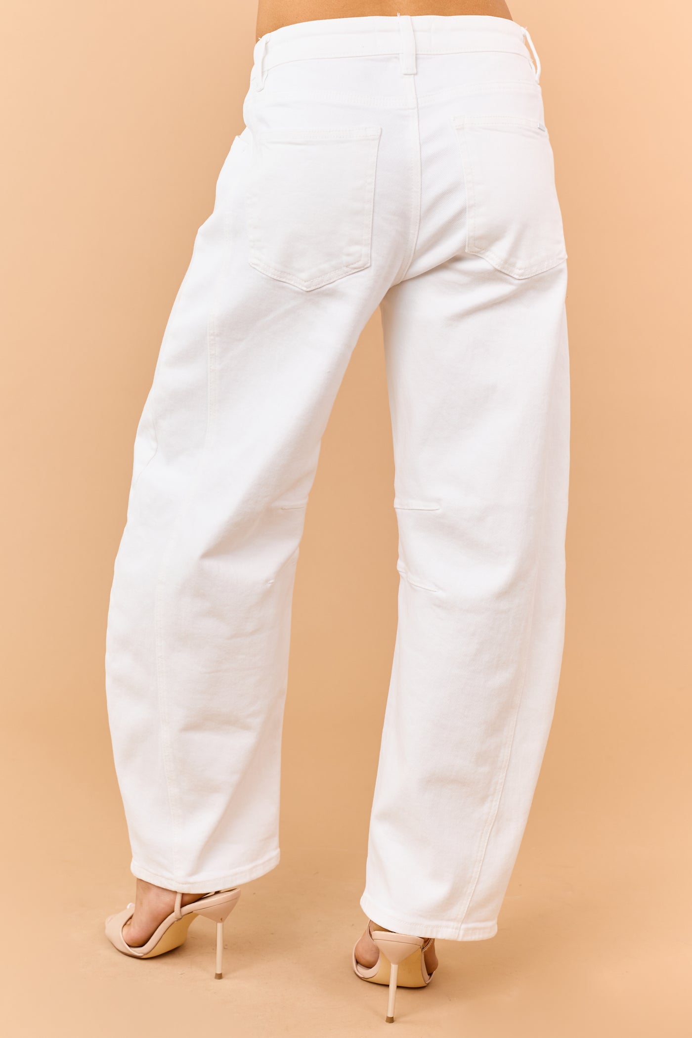Risen Off White Stretchy Slouchy Barrel Jeans