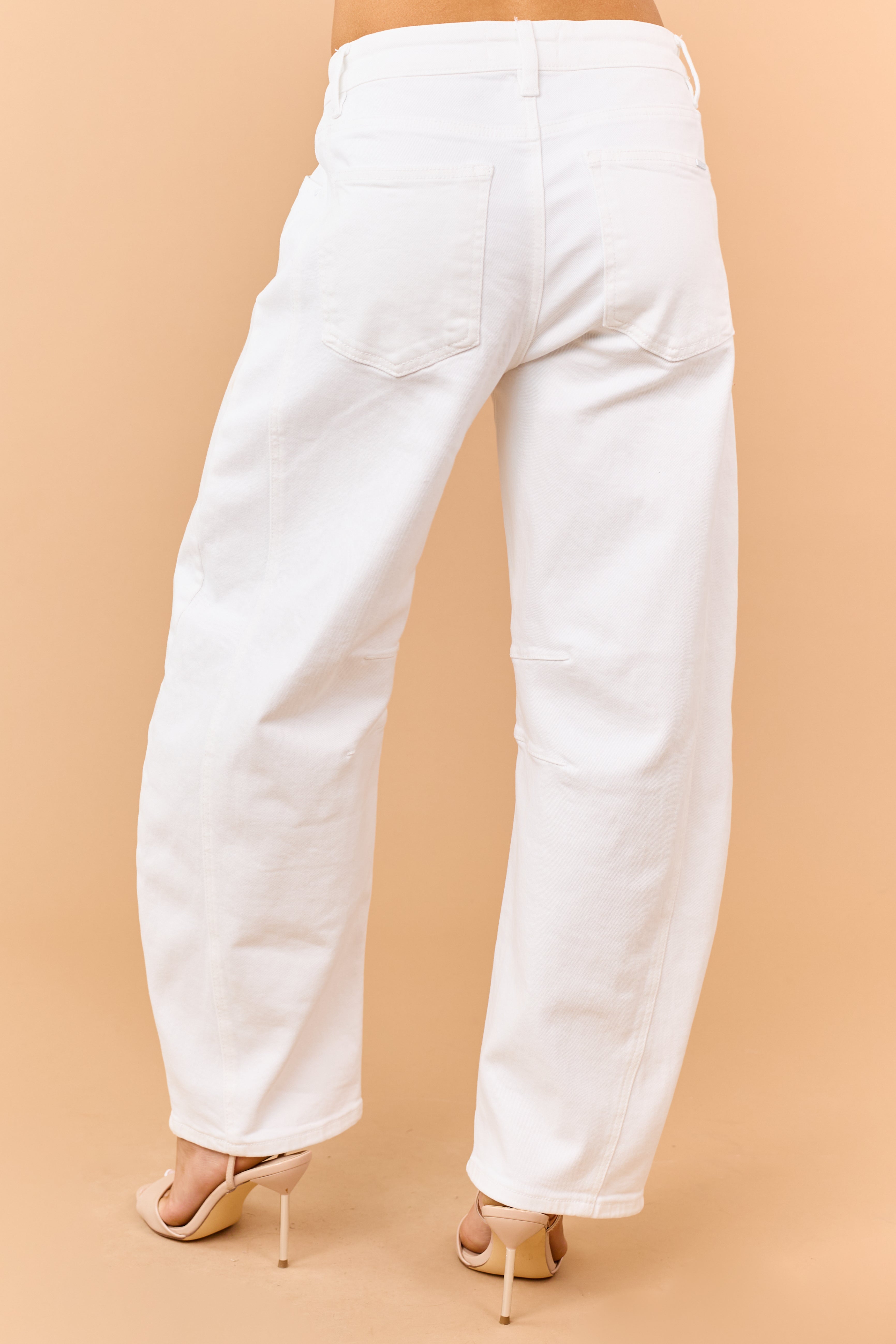 Risen Off White Stretchy Slouchy Barrel Jeans