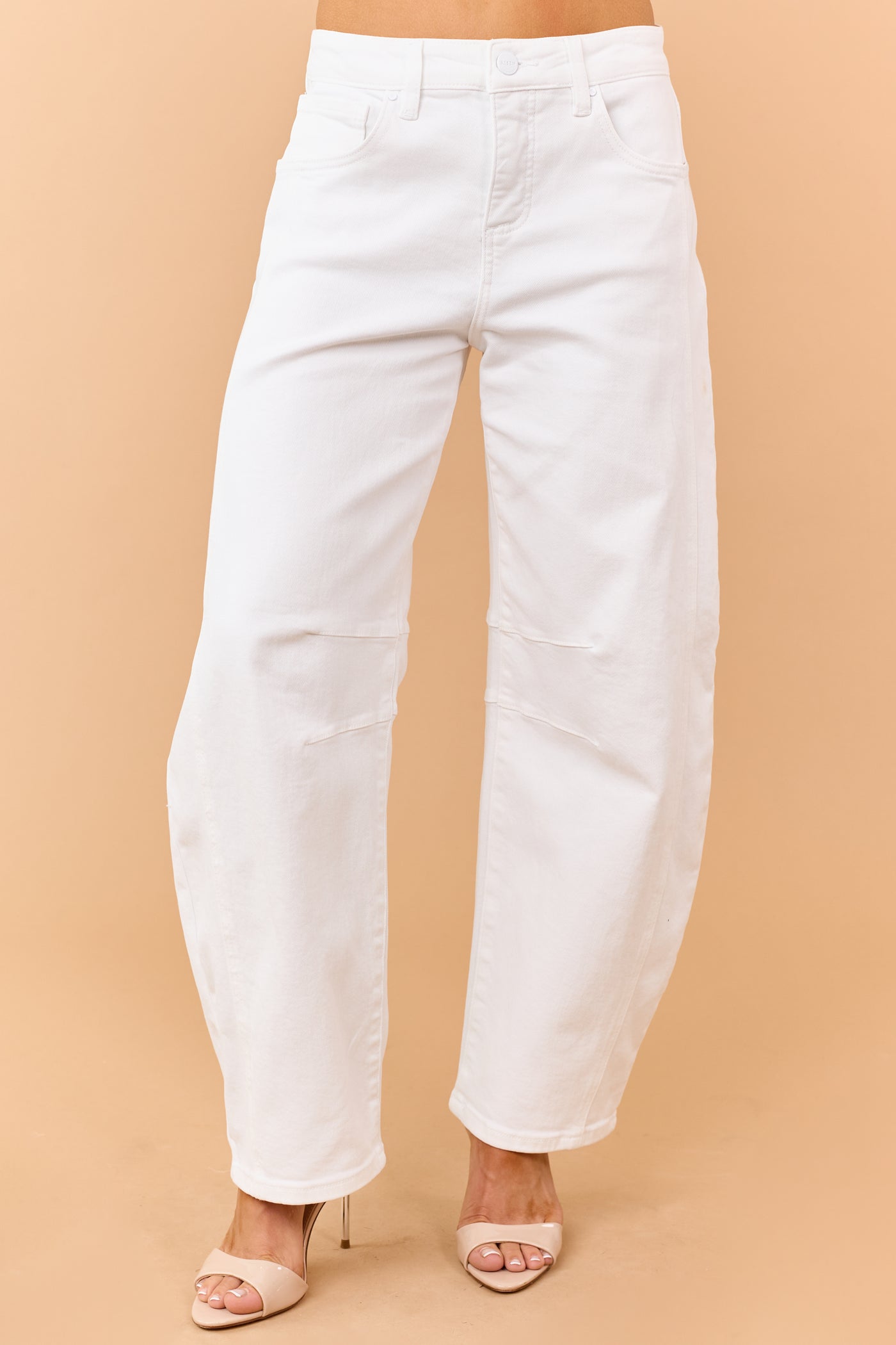 Risen Off White Stretchy Slouchy Barrel Jeans
