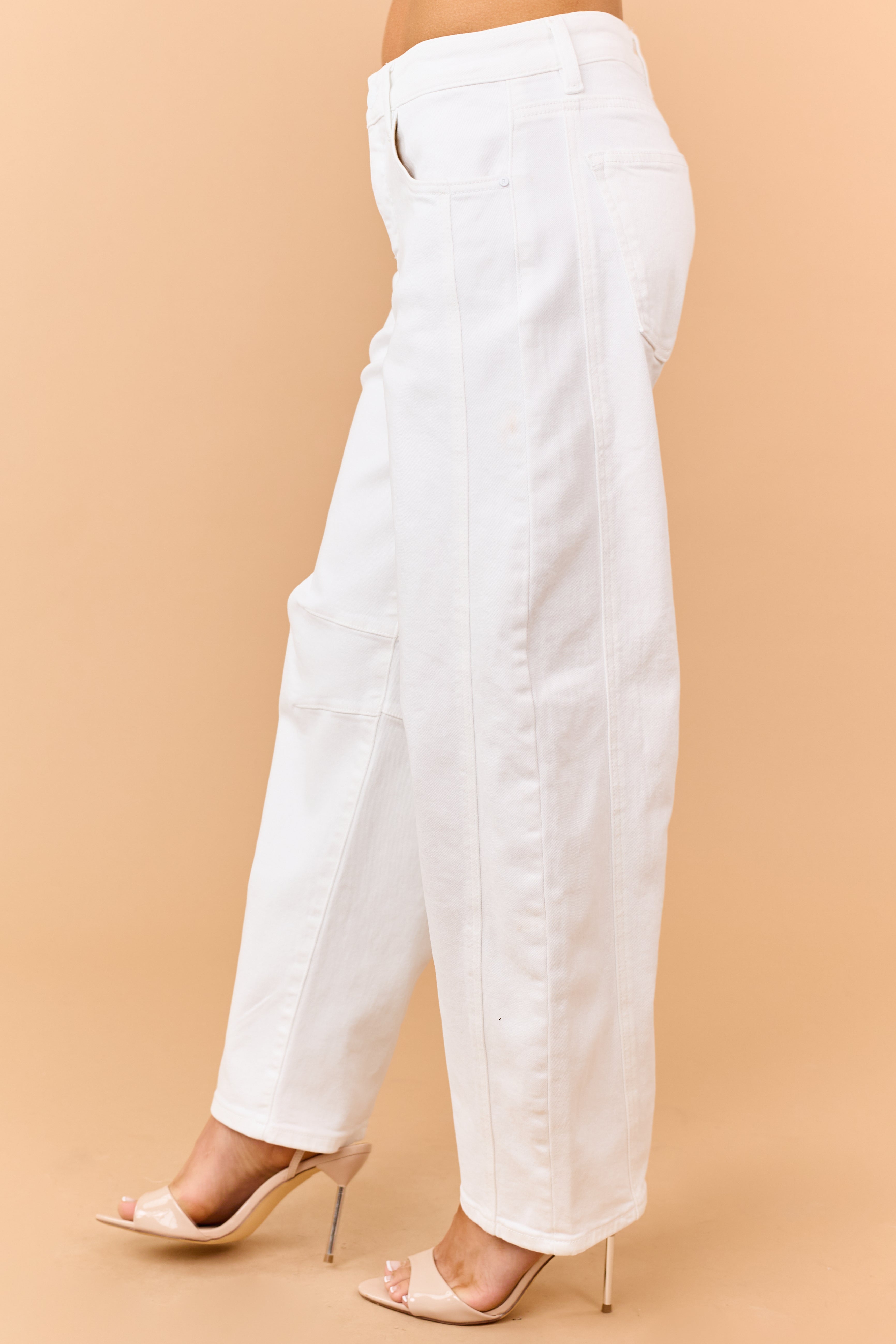Risen Off White Stretchy Slouchy Barrel Jeans
