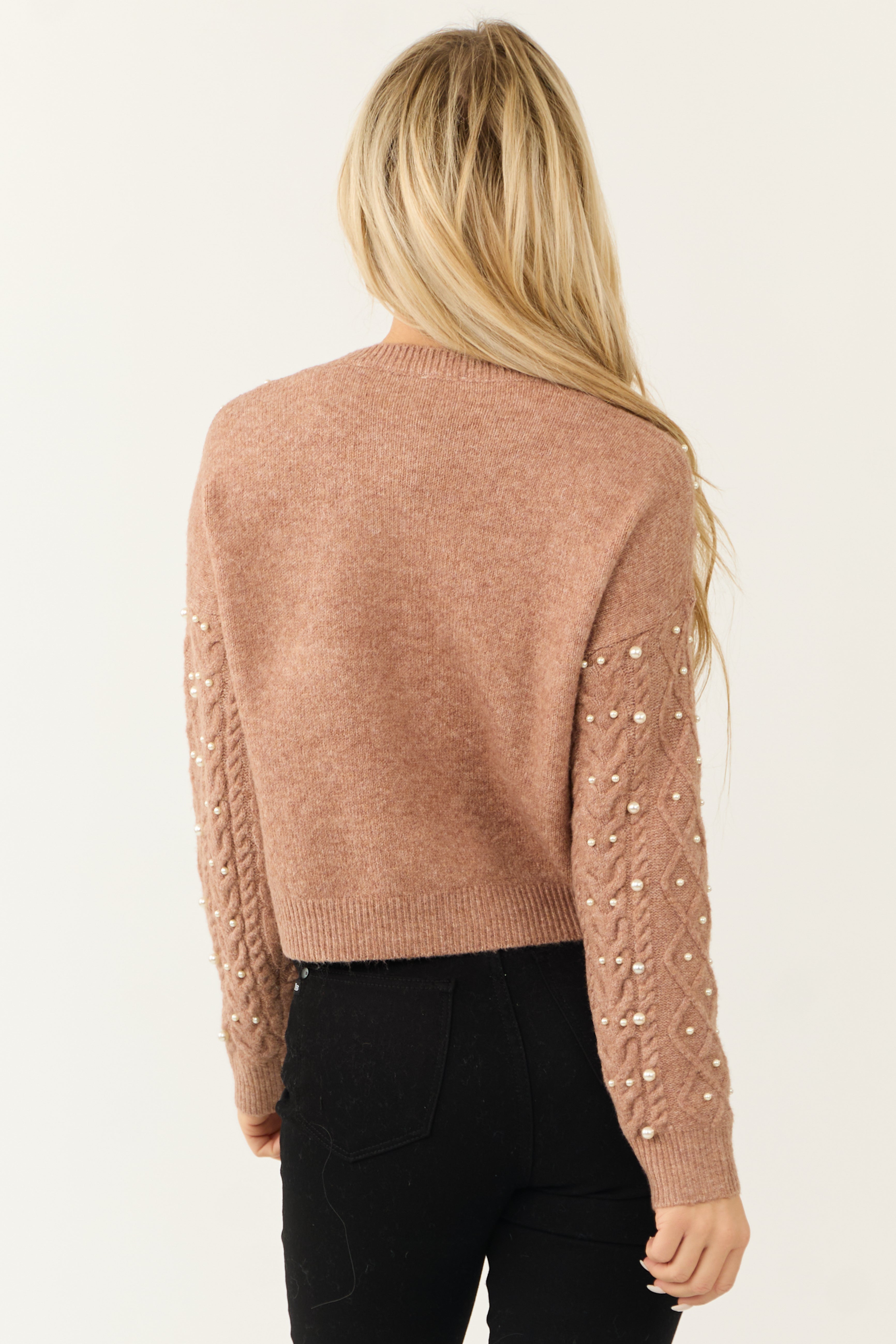 HLT NEW YEAR BAG knit tops（rose brown ）S ST JOHN'S BAY Casual Knit Top Long Sl. Brown / Beige / Orange