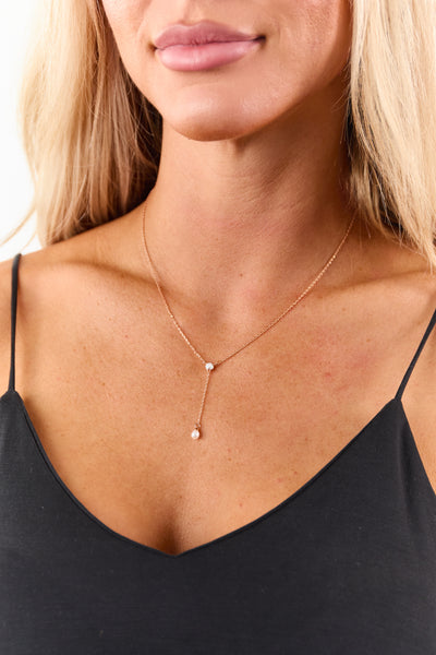 Rose Gold Metallic Dipped Teardrop Necklace