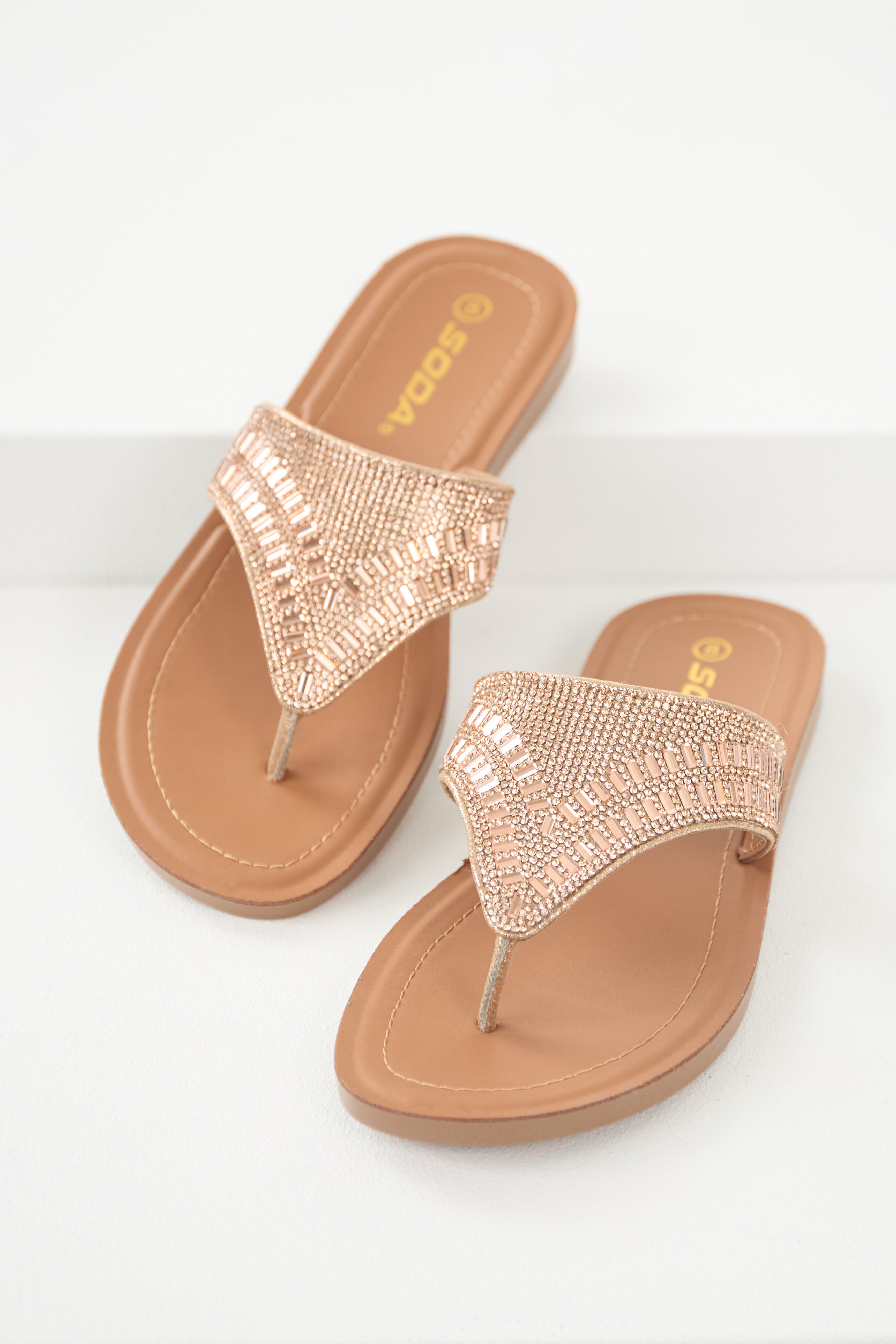 Sparkly Sandals Gold Rhinestone Sandals Flat Unisa Gold Leather