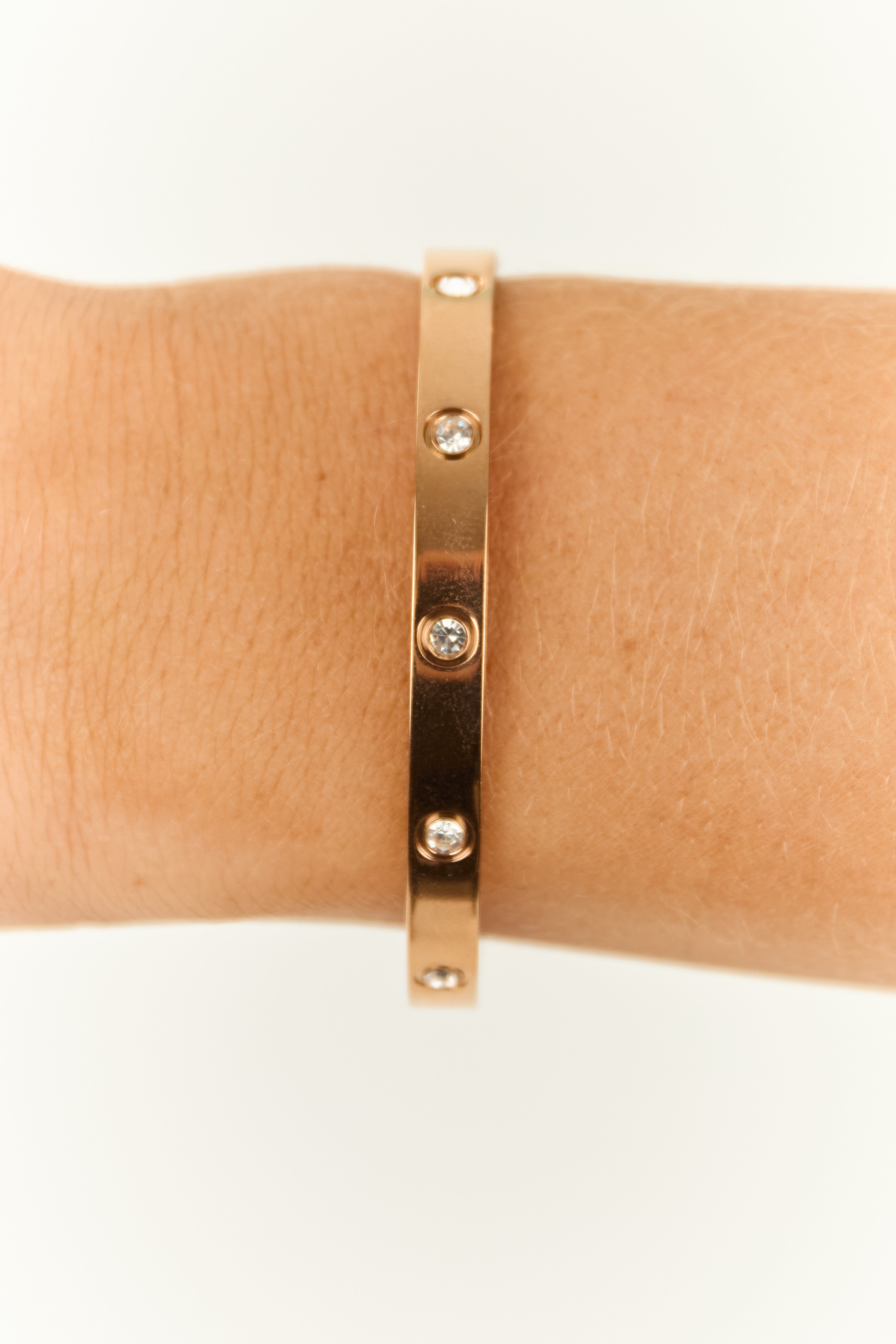 Rose Gold Rhinestone Studded Bracelet