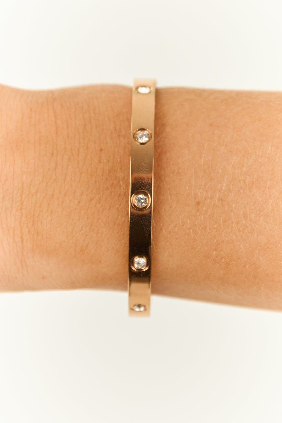 Rose Gold Rhinestone Studded Bracelet