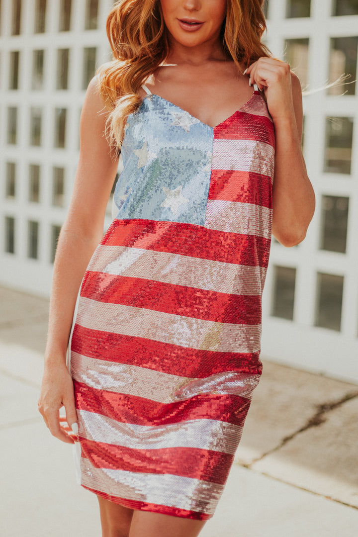 Ruby American Flag Sequined Cami Shift Dress