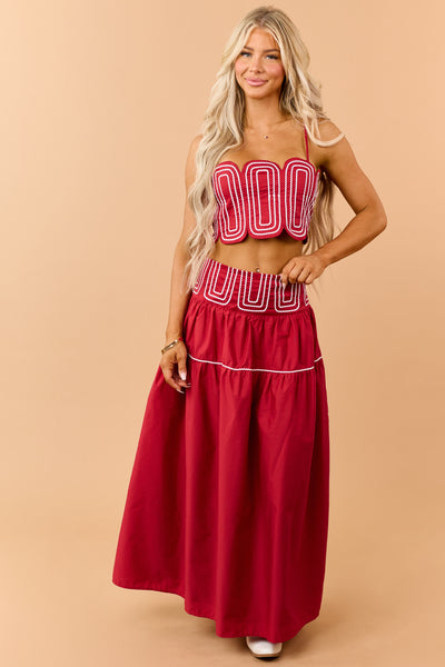 PRE-ORDER Ruby Cotton Contrast Detail Tank Top and Skirt Set SHIP ETA 9/5