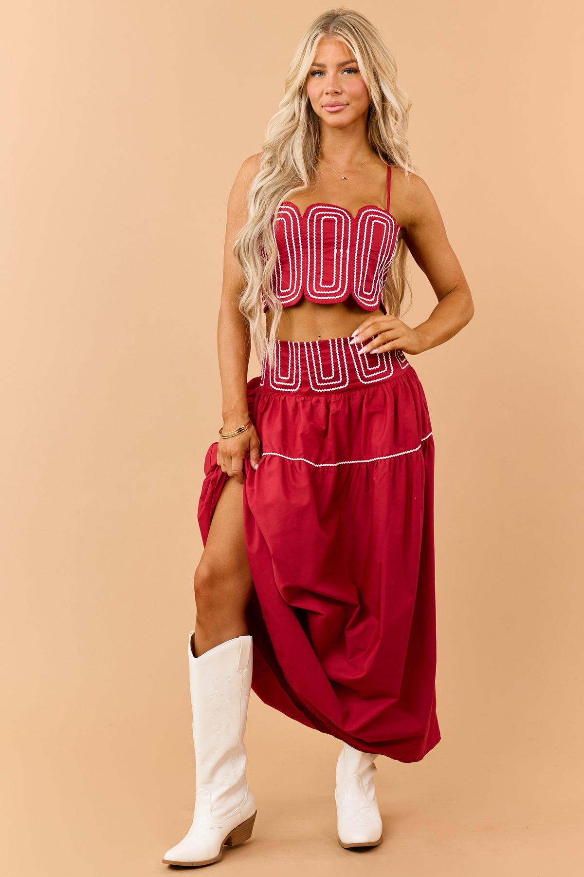 PRE-ORDER Ruby Cotton Contrast Detail Tank Top and Skirt Set SHIP ETA 9/20