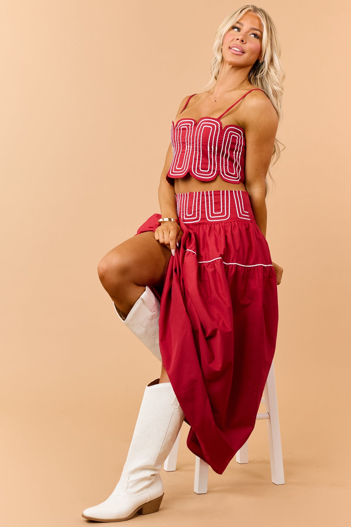 PRE-ORDER Ruby Cotton Contrast Detail Tank Top and Skirt Set SHIP ETA 9/20