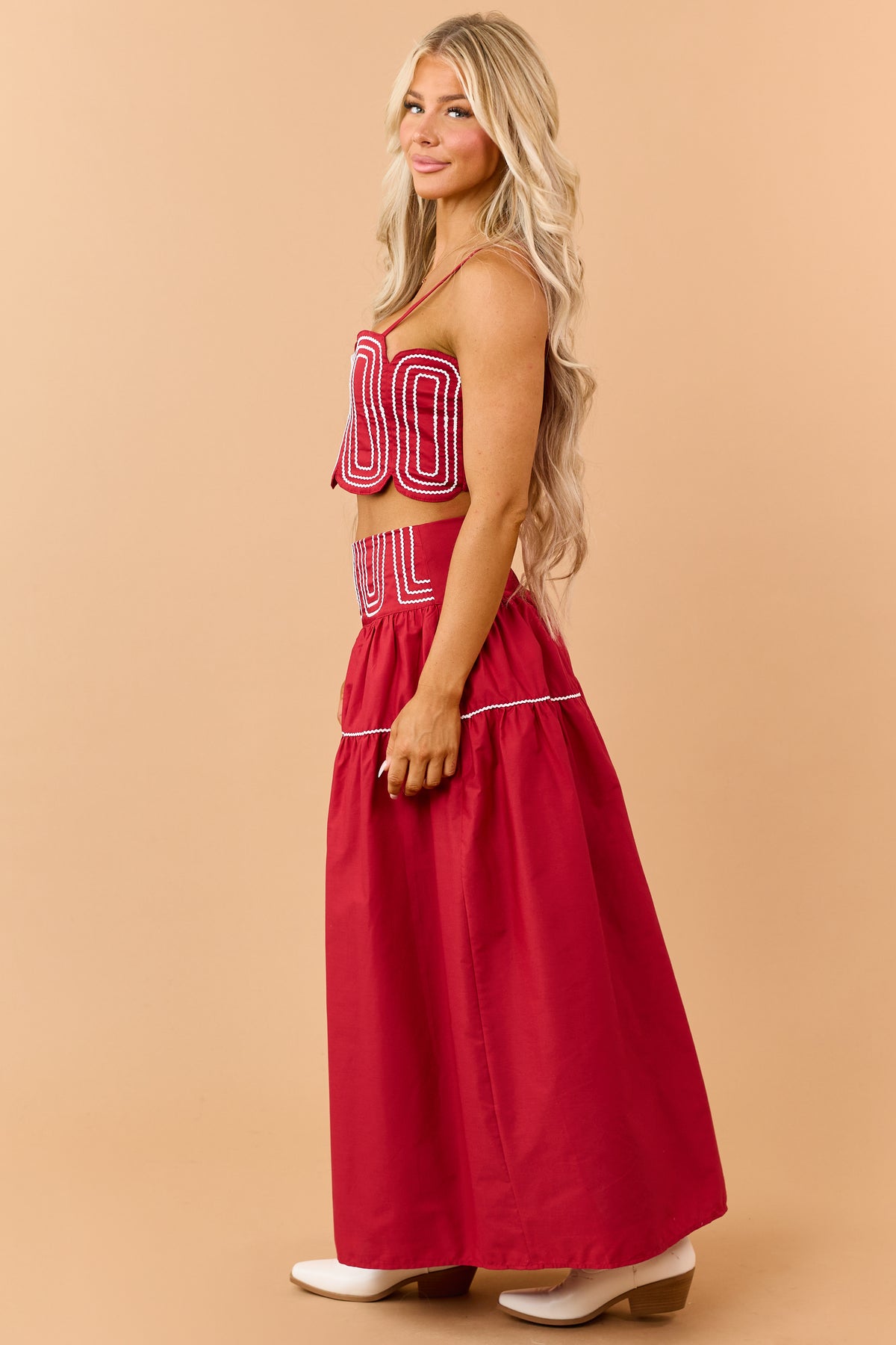 PRE-ORDER Ruby Cotton Contrast Detail Tank Top and Skirt Set SHIP ETA 9/20