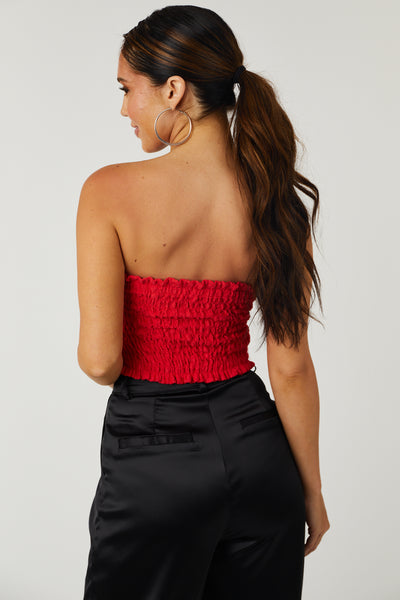 Ruby Front Twist Strapless Crochet Crop Top