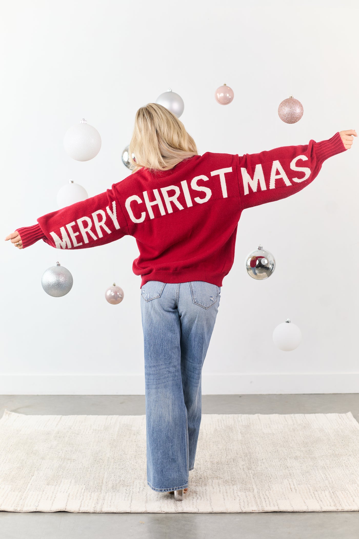 Mello Ruby 'HO HO HO' Christmas Lettering Sweater