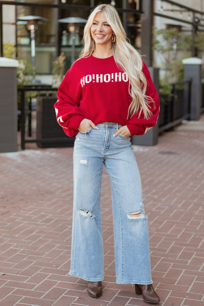 Ruby 'HO HO HO' Christmas Lettering Sweater
