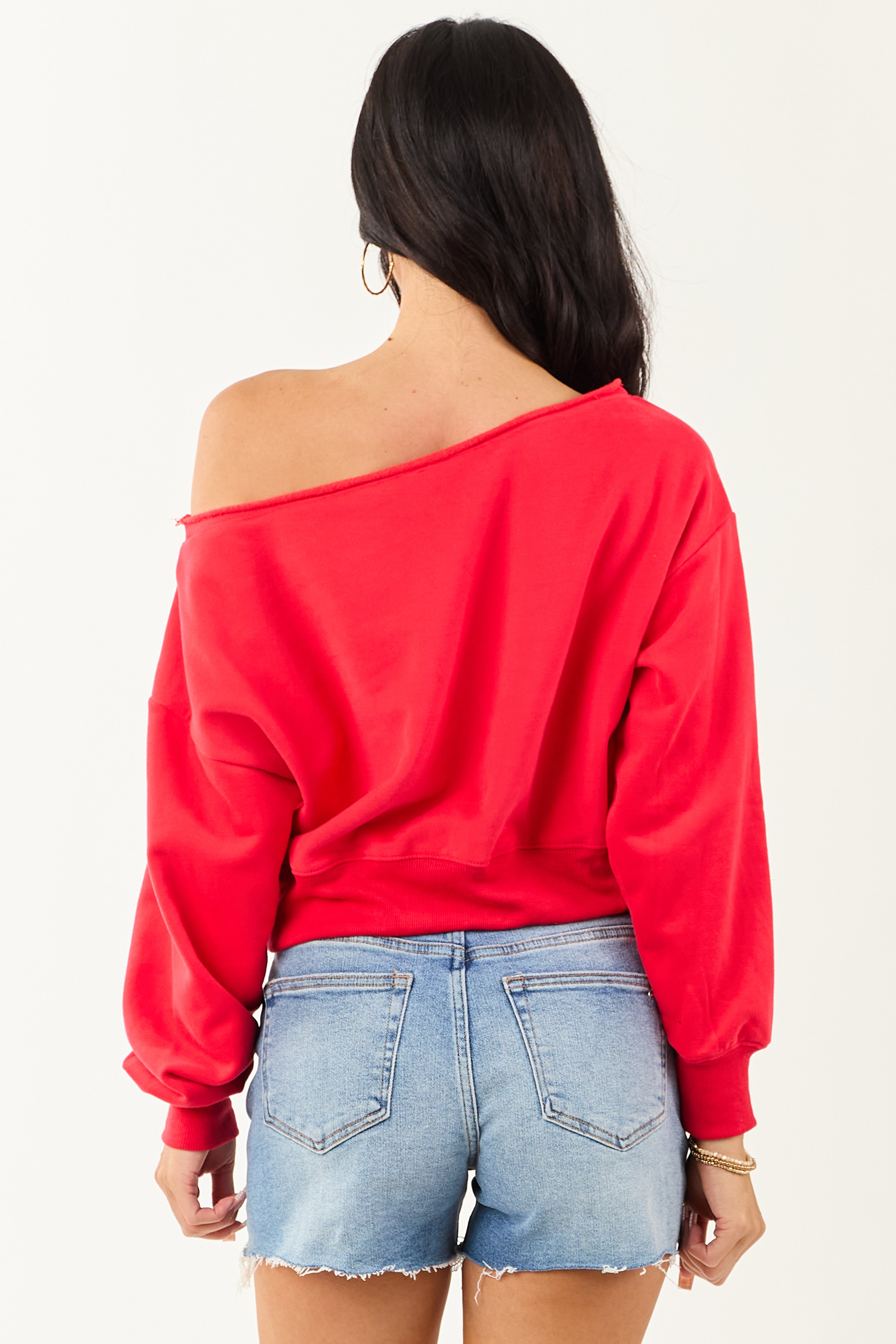 Ruby Off Shoulder Cropped Sweatshirt