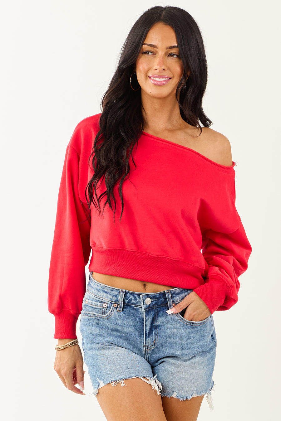 Ruby Off Shoulder Cropped Sweatshirt