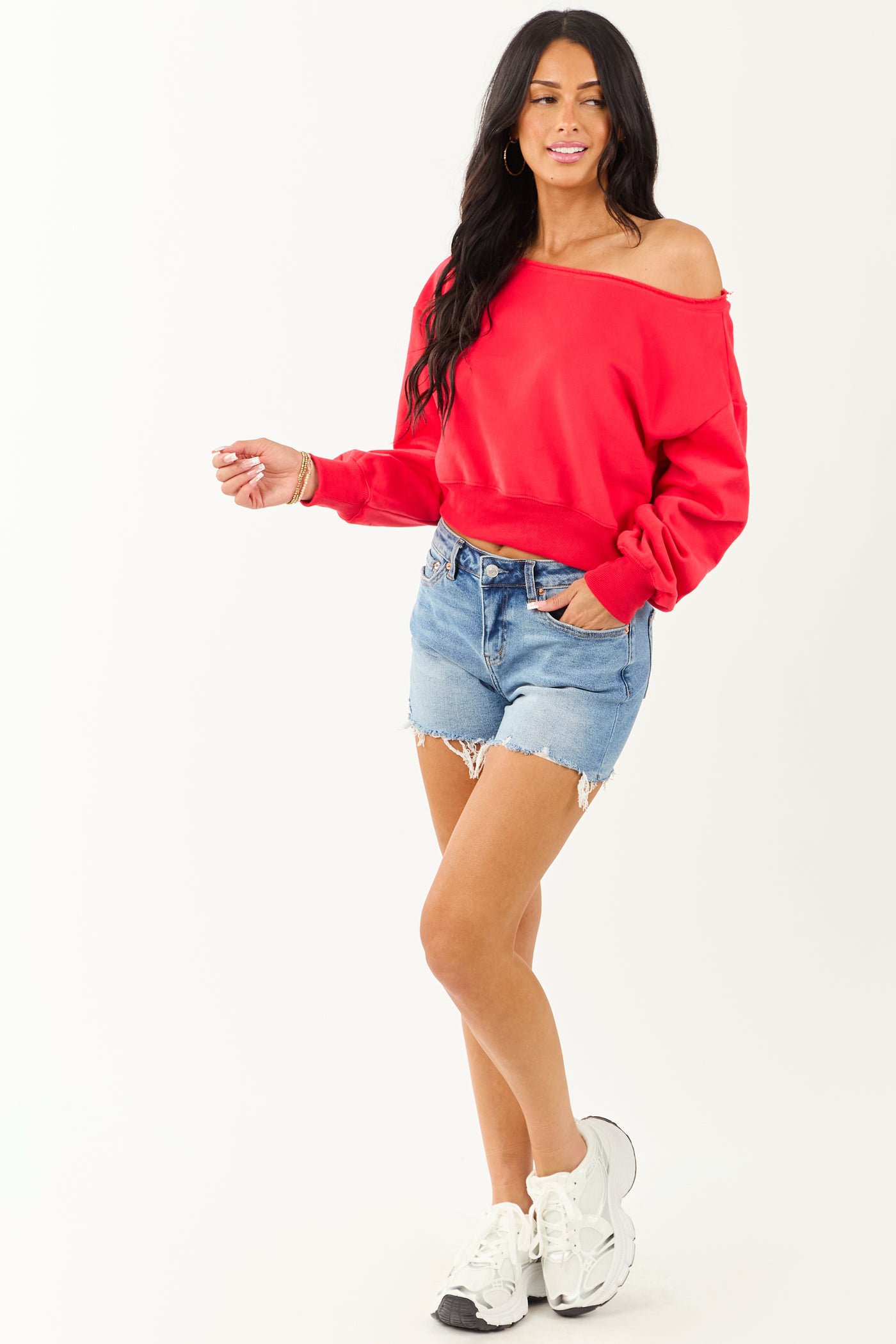 Ruby Off Shoulder Cropped Sweatshirt