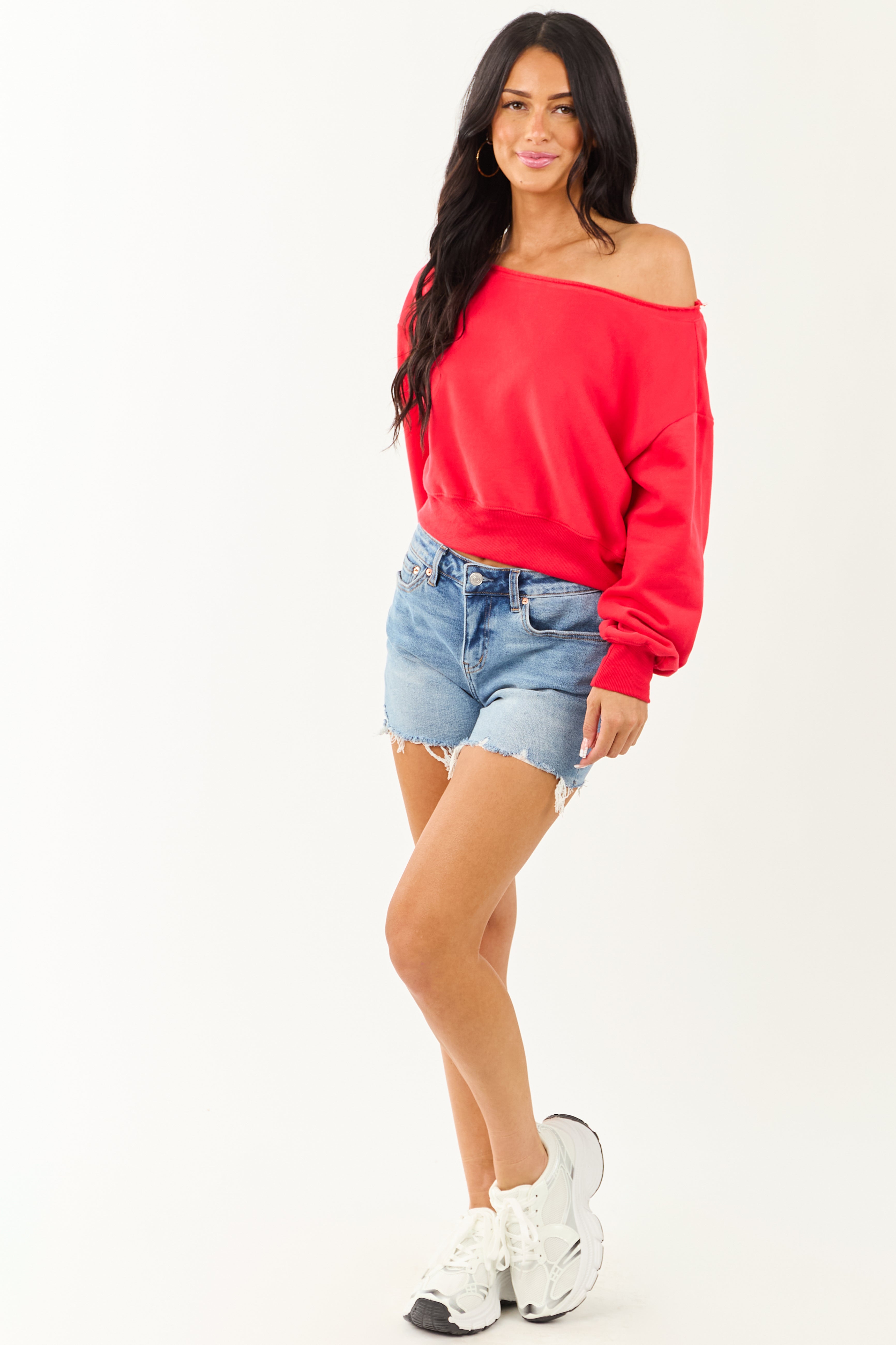Ruby Off Shoulder Cropped Sweatshirt