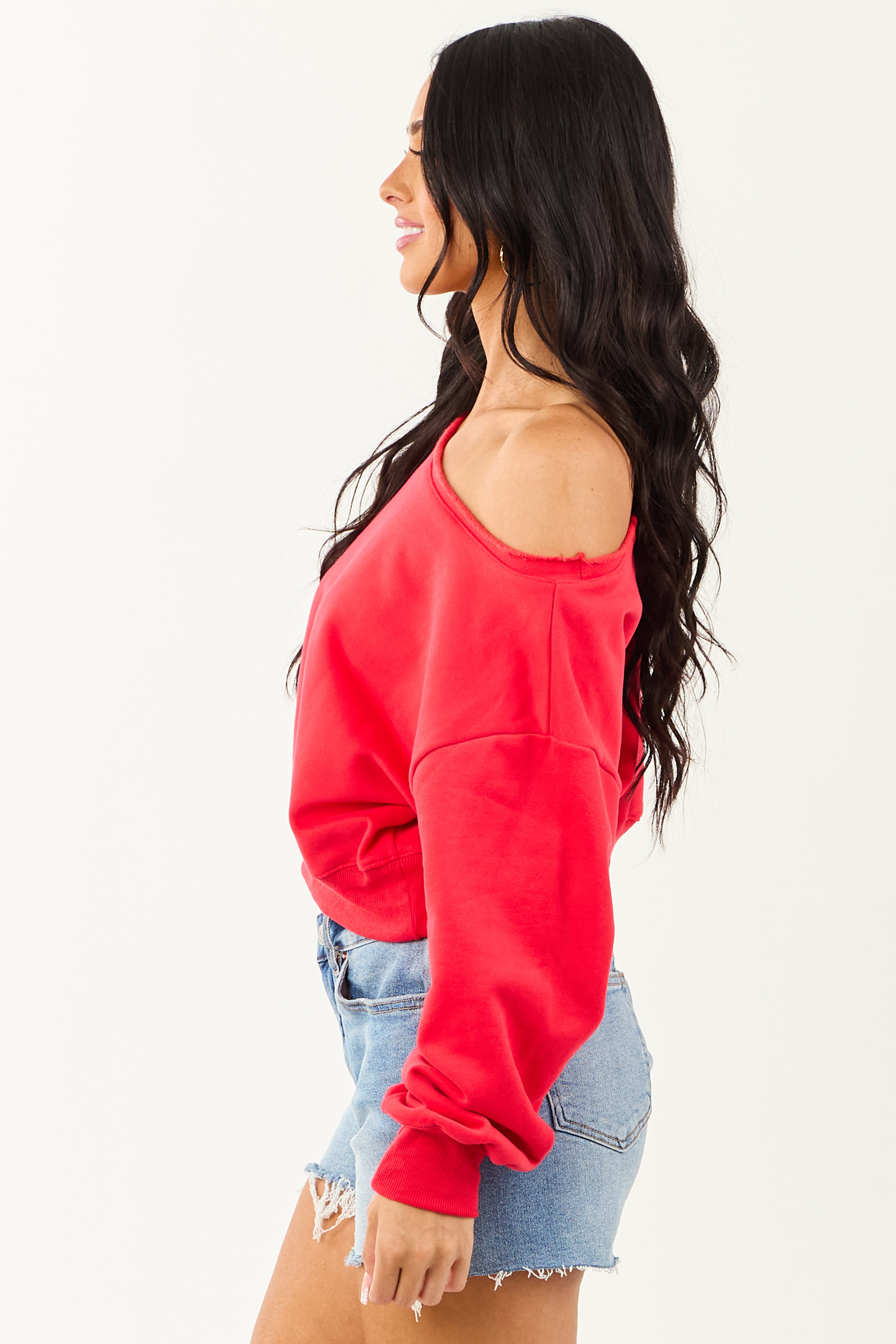 Ruby Off Shoulder Cropped Sweatshirt