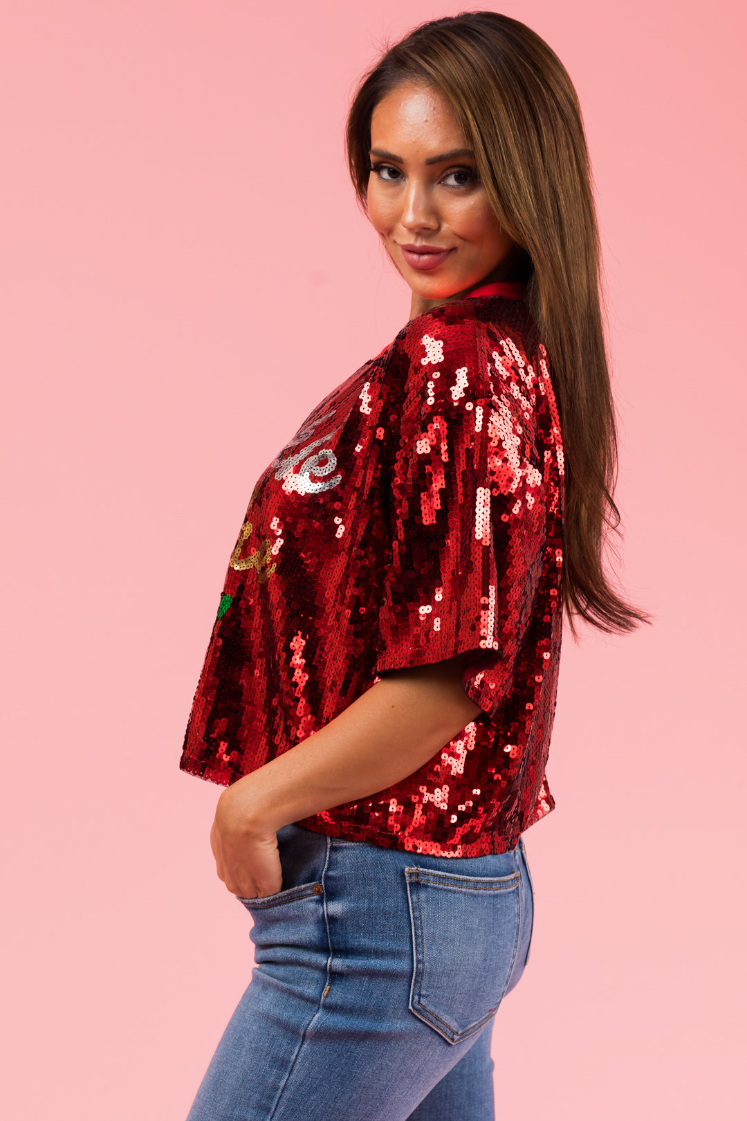 Ruby Sequin 'Sparkle All the Way' Crop Top