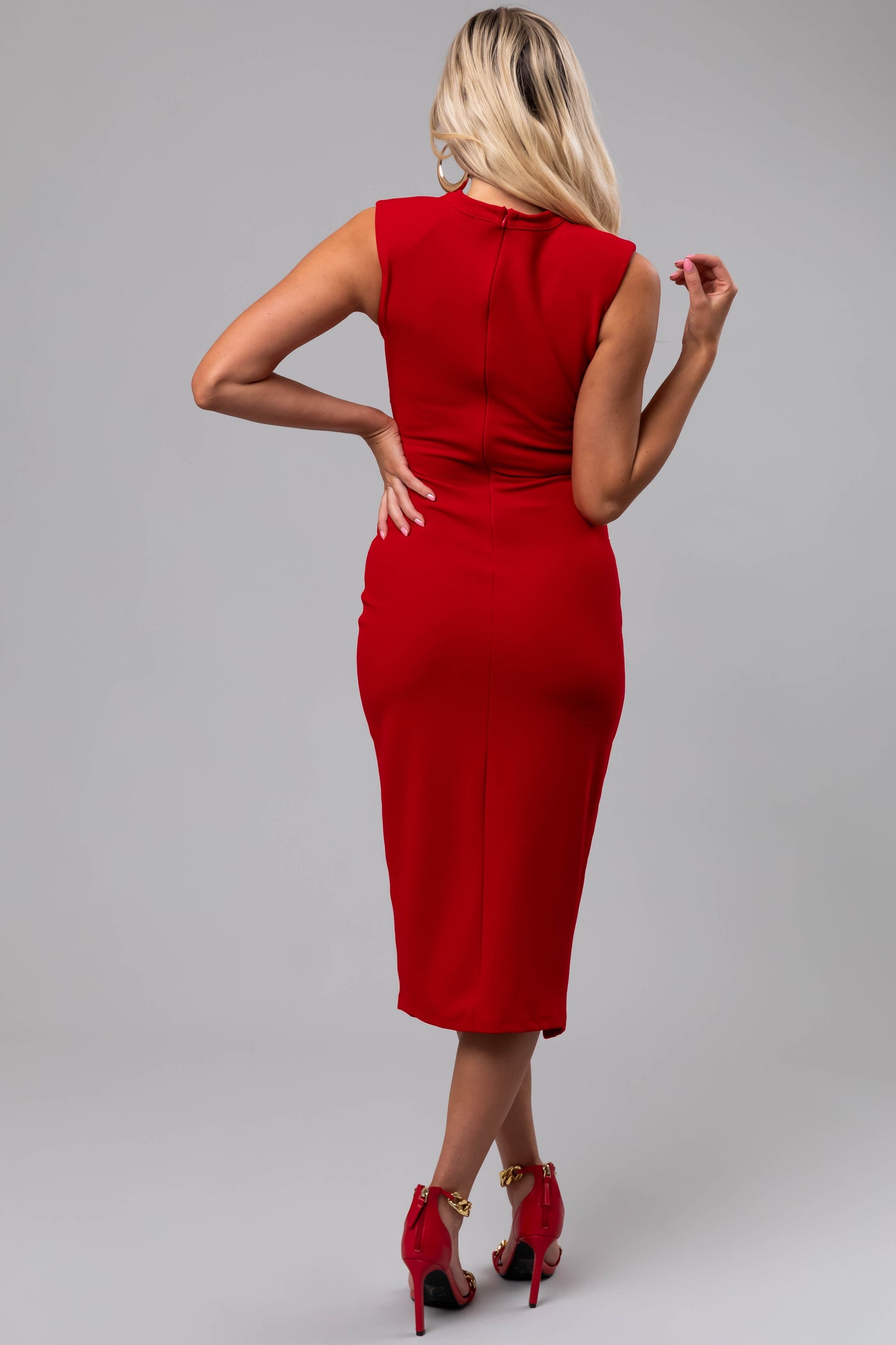 Ruby Sleeveless Gold Stud Side Slit Midi Dress Ruby Sleeveless Gold Stud Side Slit Midi Dress