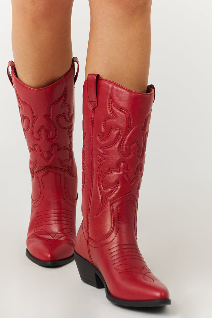 Ruby Faux Leather Pointed Toe Western Boots