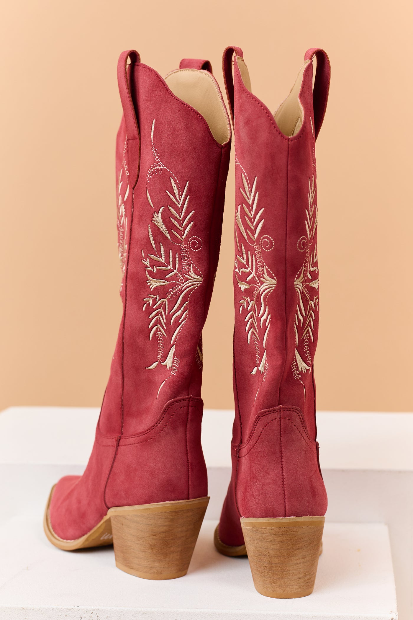 Ruby Faux Suede Floral Embroidered Western Boots