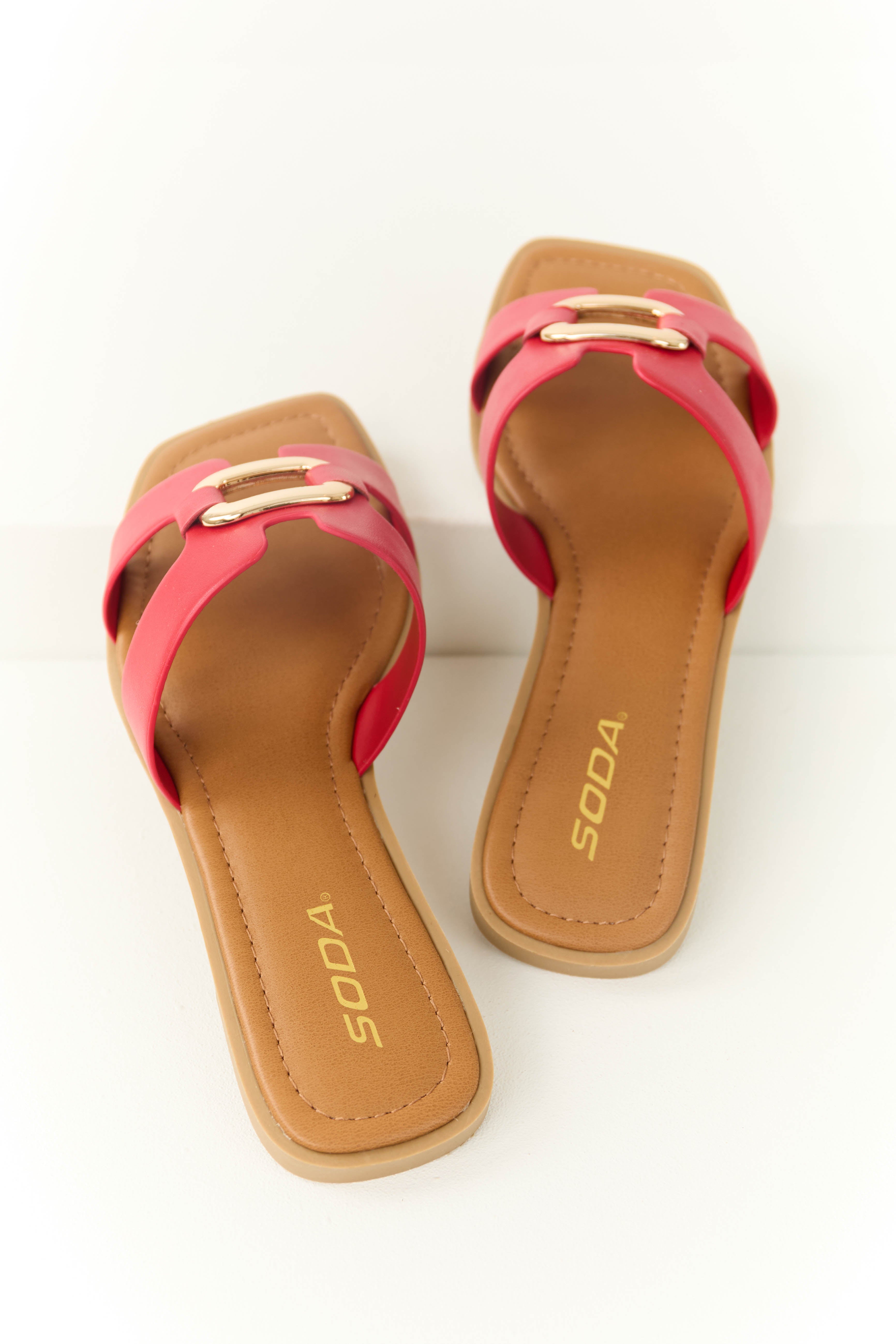 Ruby Gold Buckle Open Toe Sandals | Lime Lush Boutique