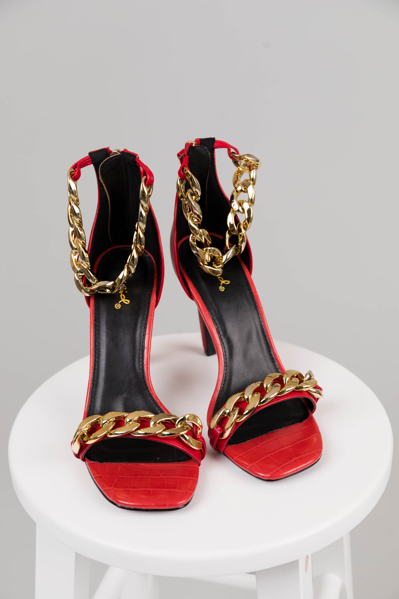 Ruby Square Toe Chain Strap High Heels