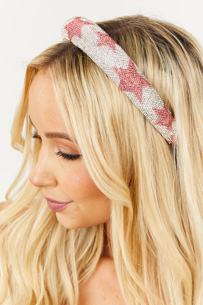 Ruby Star Print Rhinestone Plush Headband