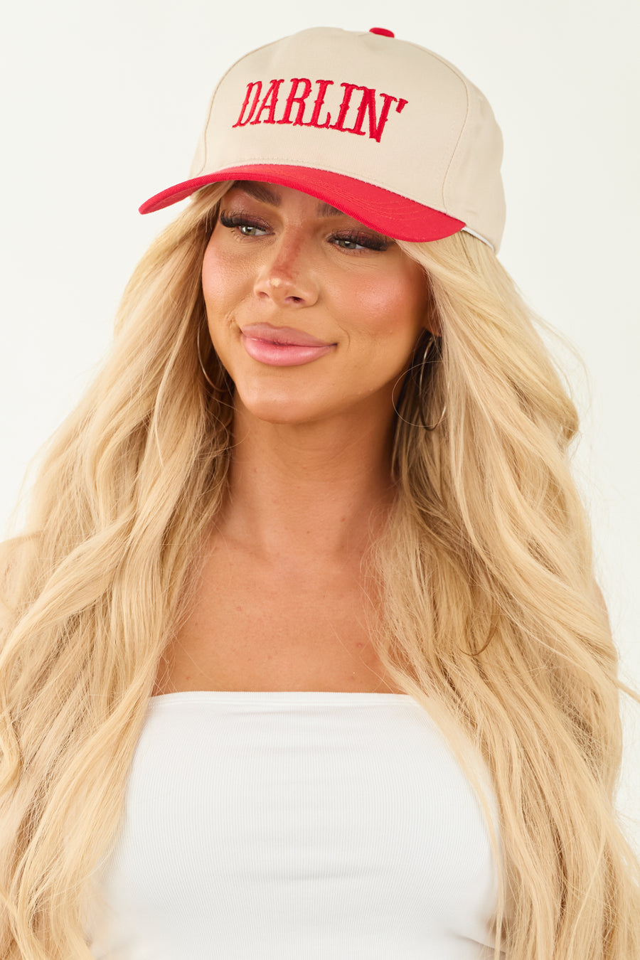 Ruby and Cream 'Darlin' Embroidered Trucker Hat