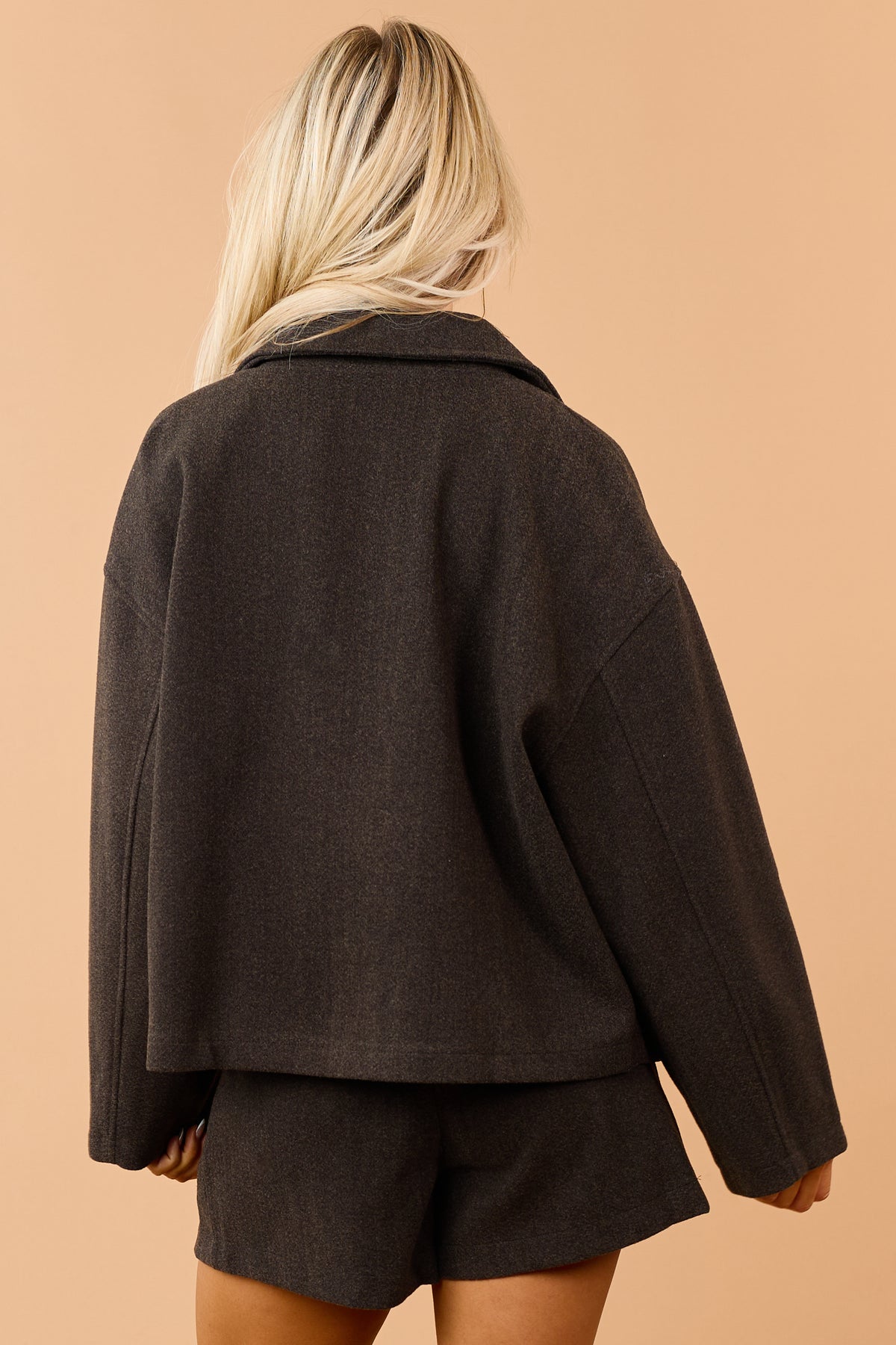 Rustic Black Soft Knit Zip Up Collared Jacket