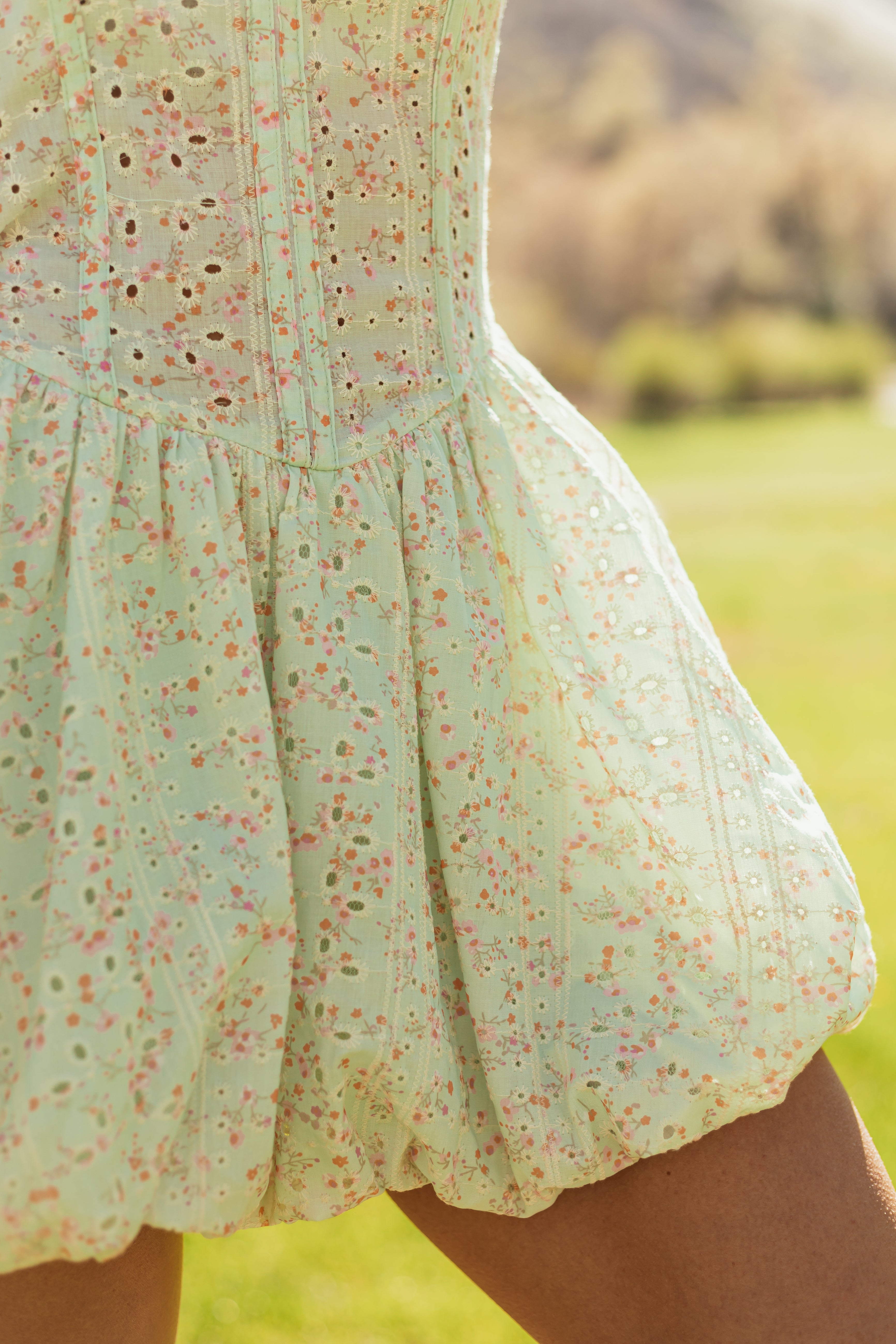 Sage Floral Print Bubble Hem Strapless Mini Dress Sage Floral Print Bubble Hem Strapless Mini Dress