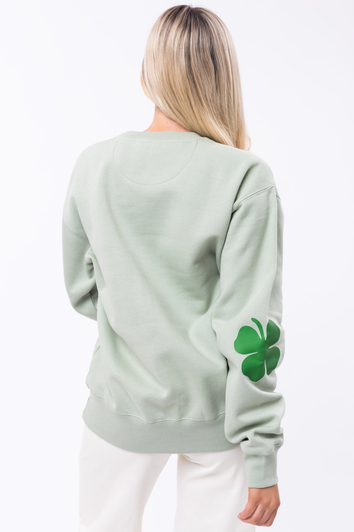Sage 'Irish' Clover Elbow Patch Sweatshirt Lime Lush Boutique