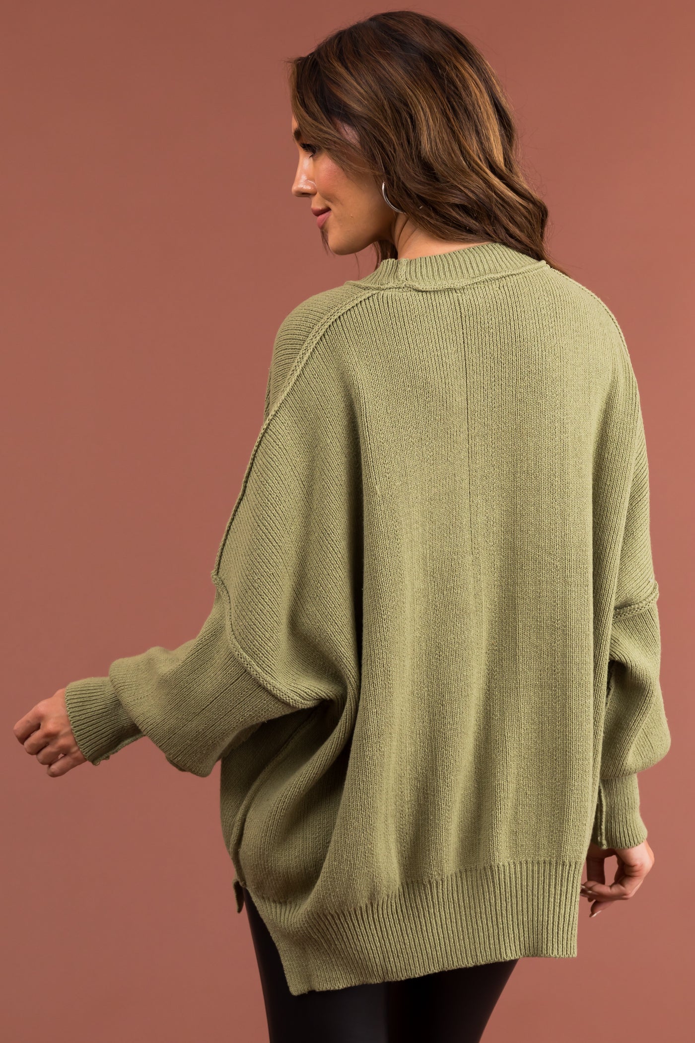 Sage Oversized Drop Shoulder Cozy Sweater