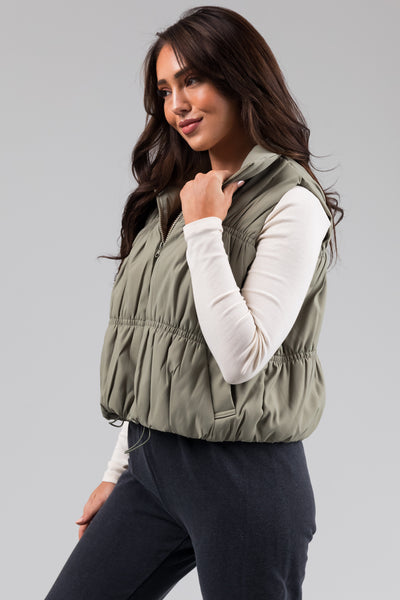 Sage Zip Up Cinch Detail Puffer Vest