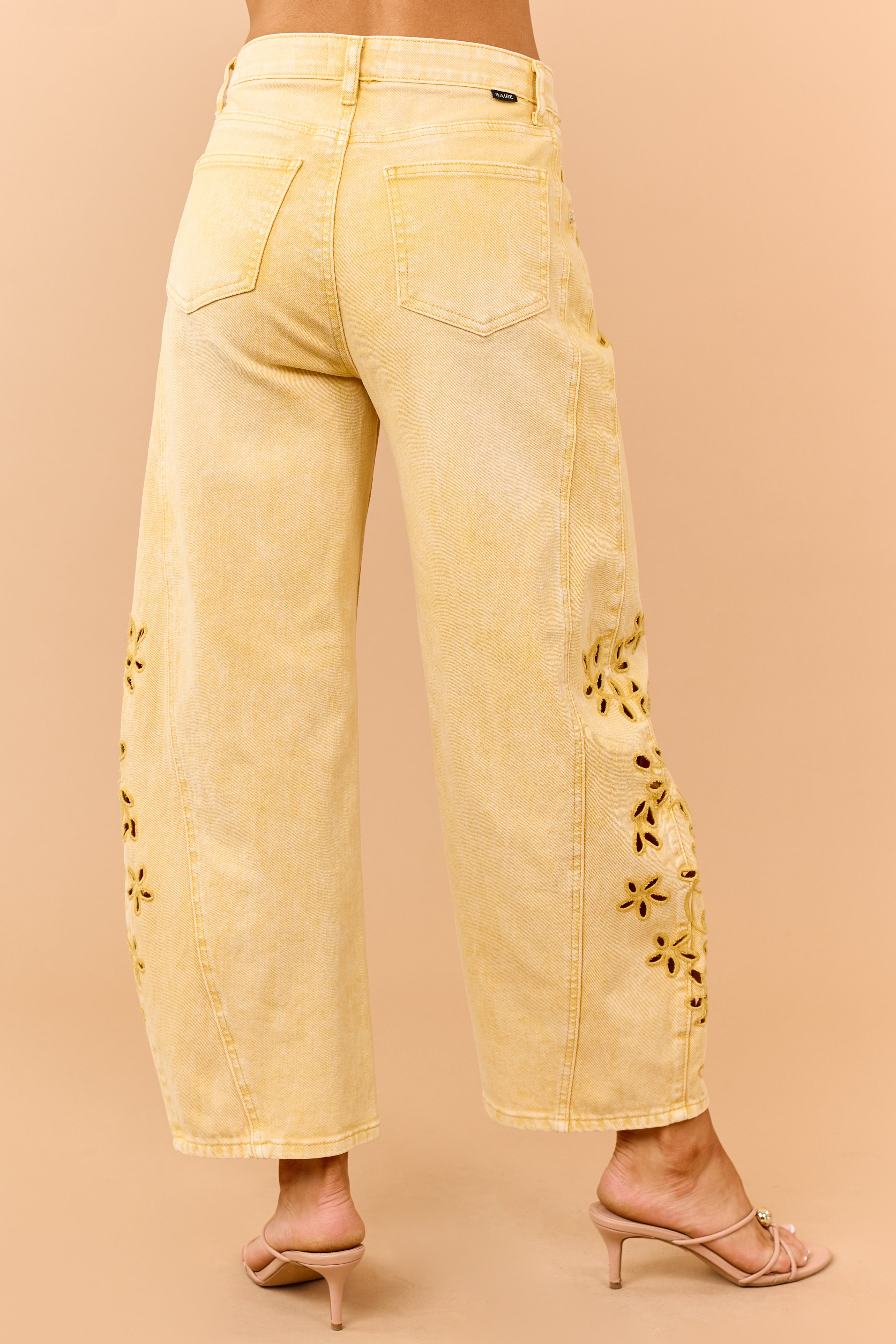 Saige Amber Embroidered Tummy Control Barrel Jeans