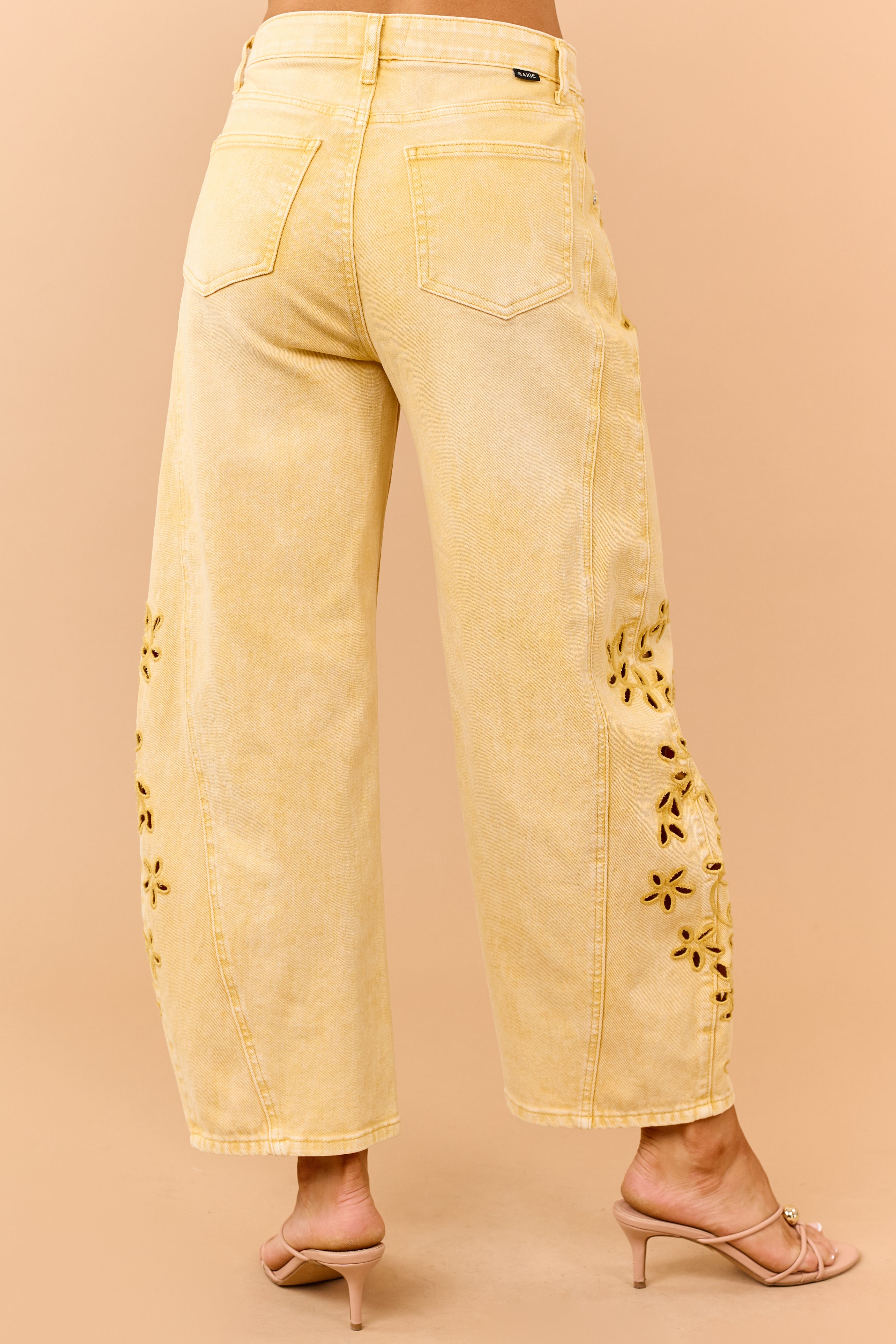 Saige Amber Embroidered Tummy Control Barrel Jeans