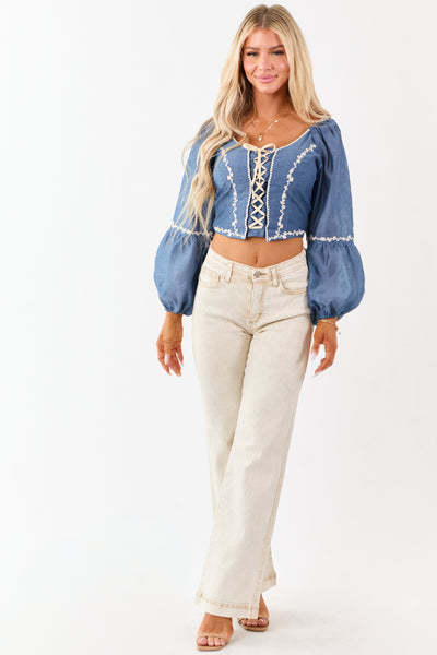 Saige Beige Tummy Control Straight Stretchy Jeans