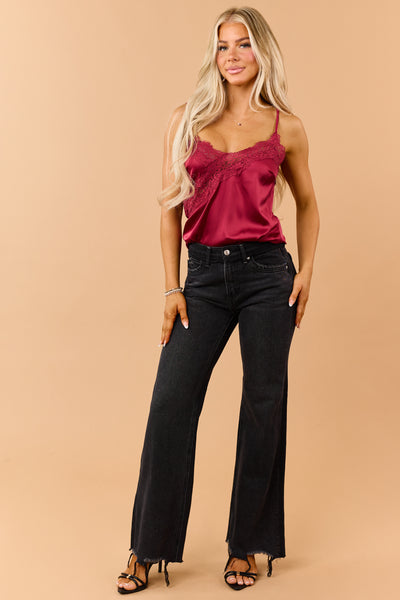 Saige Black Washed Tummy Control Relaxed Flare Jeans