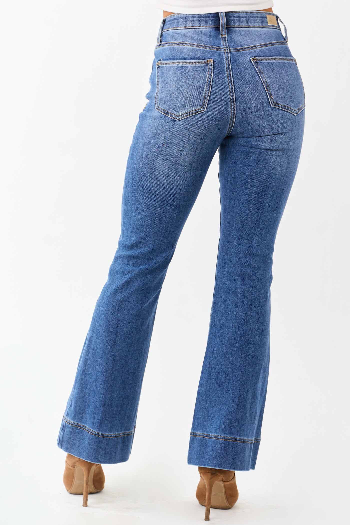 Saige Button Fly Tummy Control Stretchy Flare Jeans
