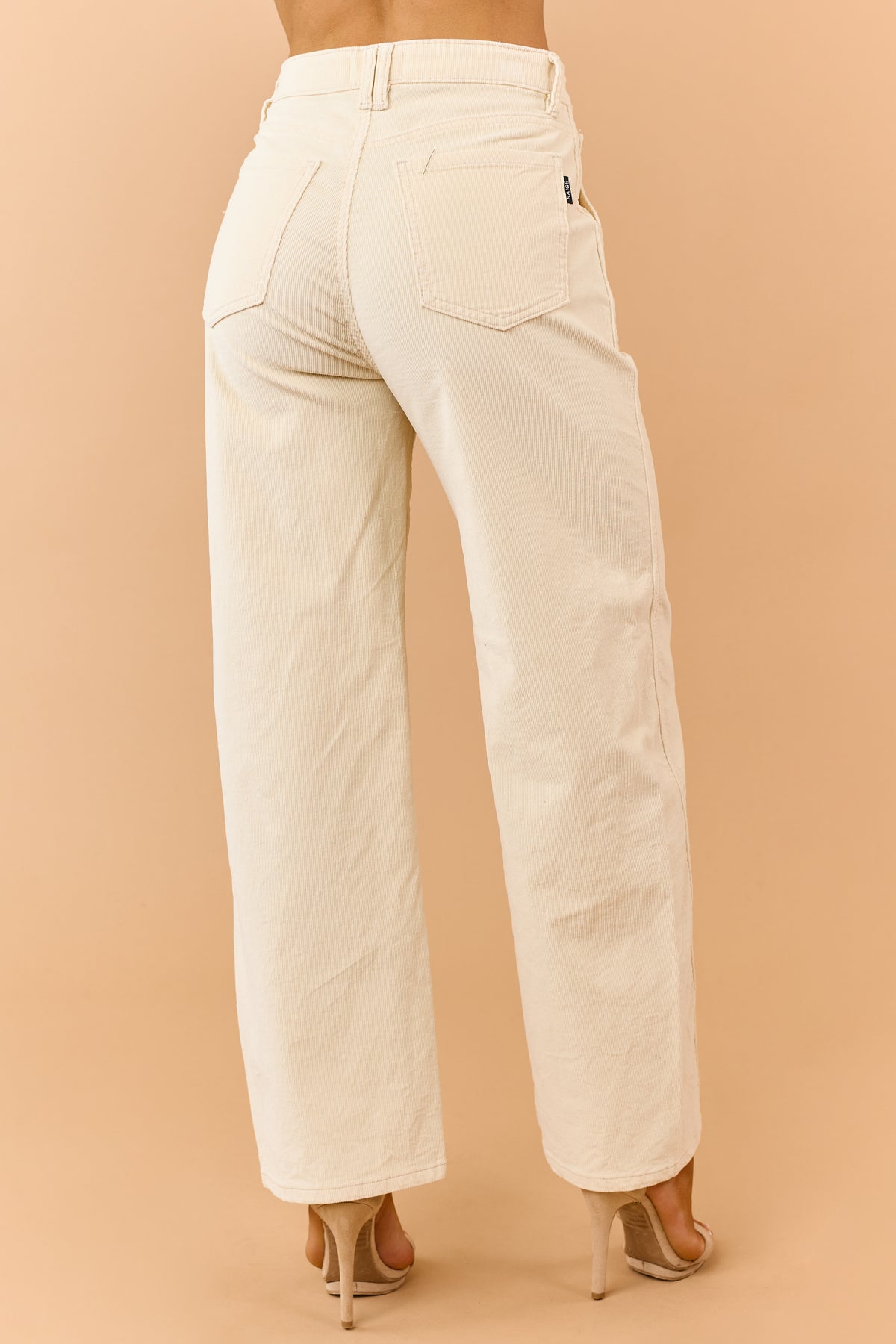 Saige Cream Corduroy Tummy Control Barrel Jeans