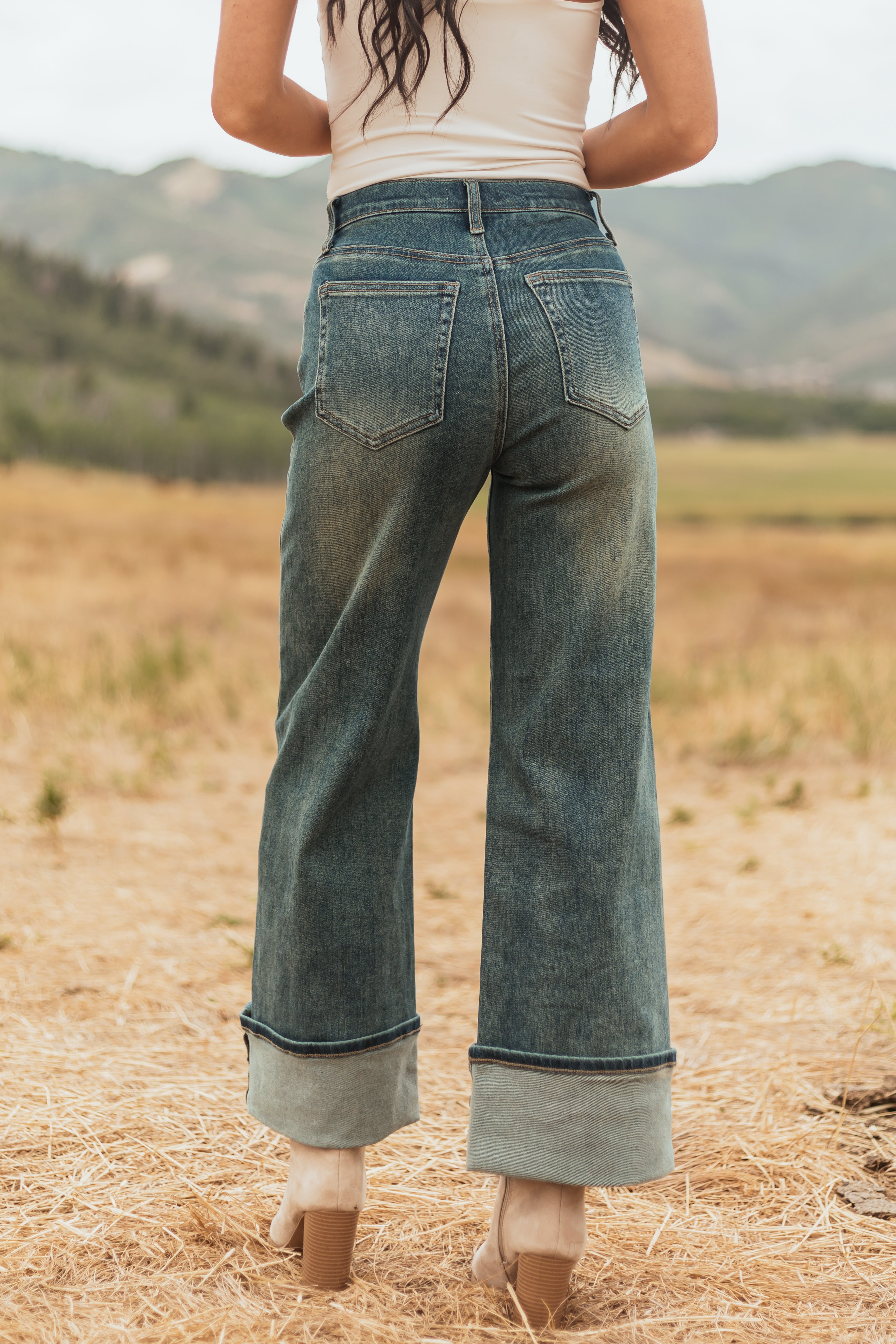 Saige Dark Vintage Tummy Control Stretchy Straight Jeans