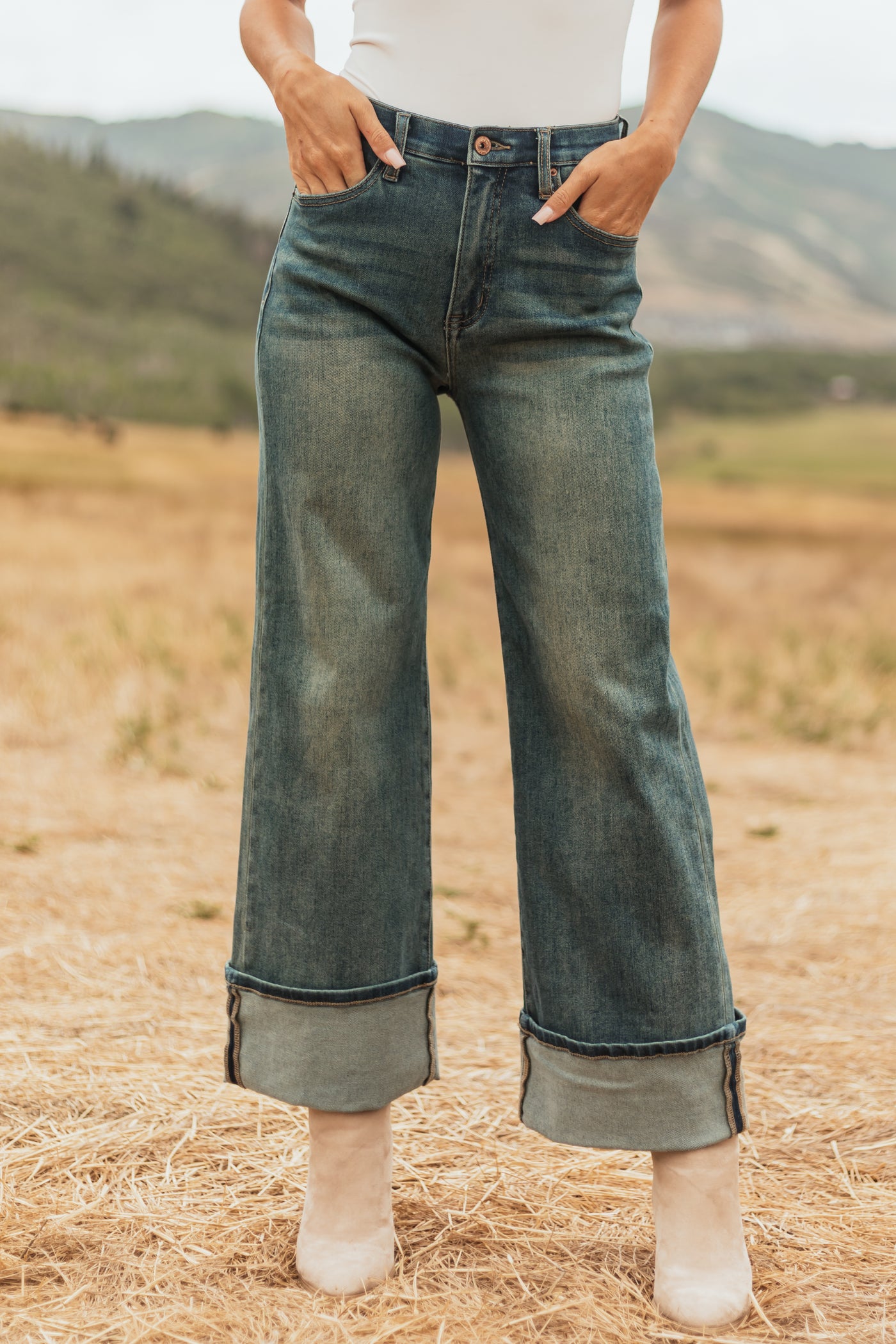 Saige Dark Vintage Tummy Control Stretchy Straight Jeans